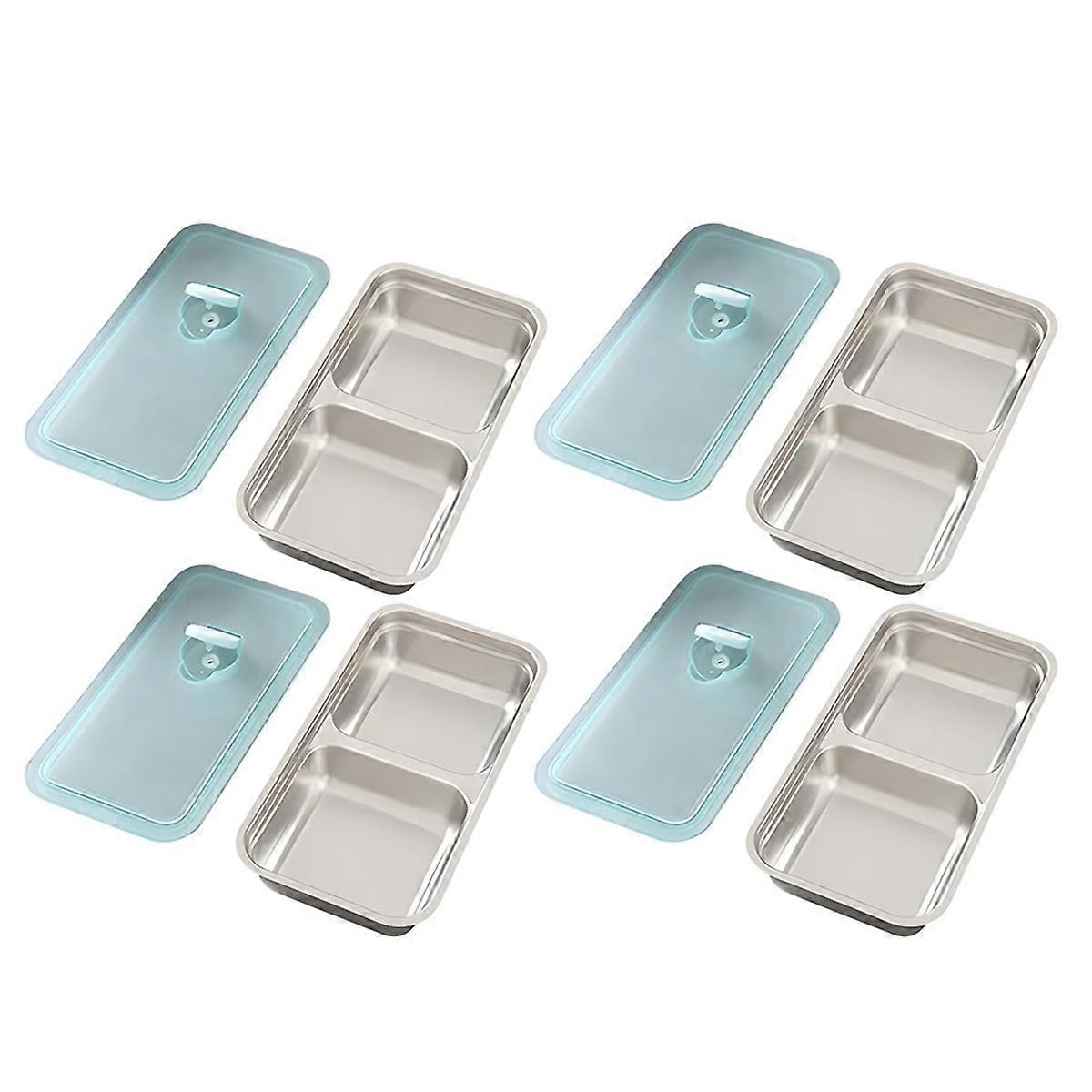 Stainless Steel Double Compartment Snack Containers,Grab and Go Snack Containers Reusable with Lids,for Takeout Outdoor