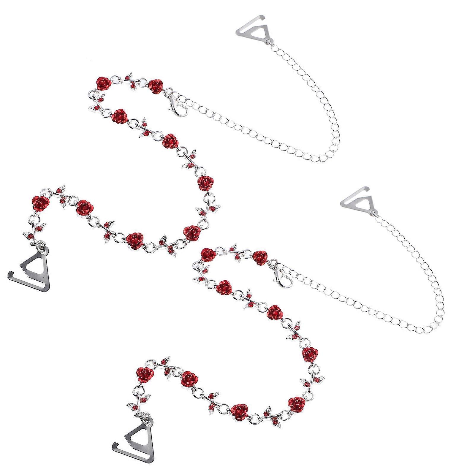 Rose Shape Non-Slip Shoulder Straps for Underwear with Removable Straps Red Color 42X1.5X0.7Cm 1 Pair