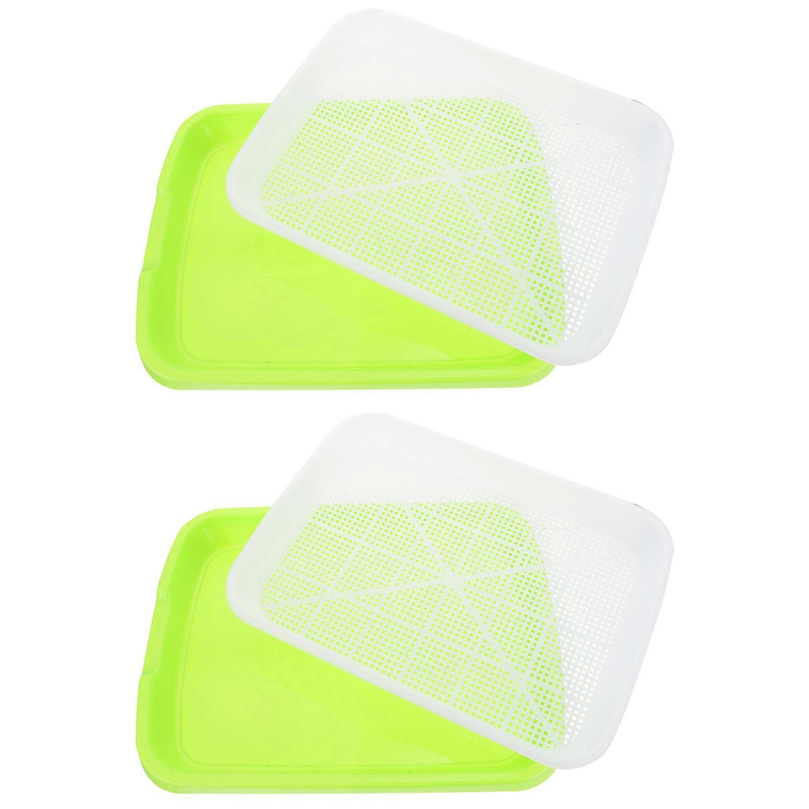Growing Tray Wheatgrass Double-Layer Seedlings Box Food Grade Safe Plastic Indoor Gardening 2 Sets