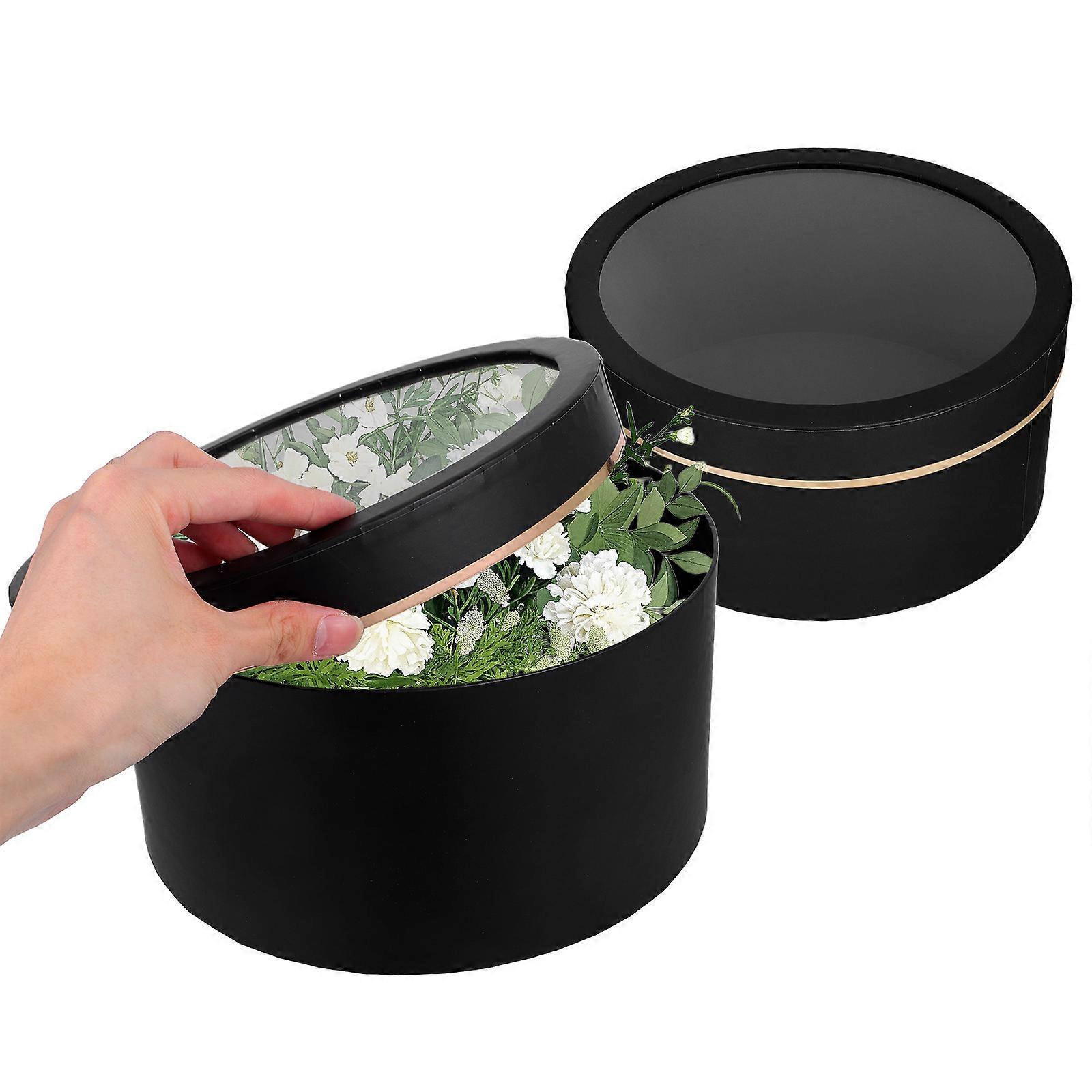 Valentine Flower Boxes Round Shape with PVC Window for 4Pcs Bouquets