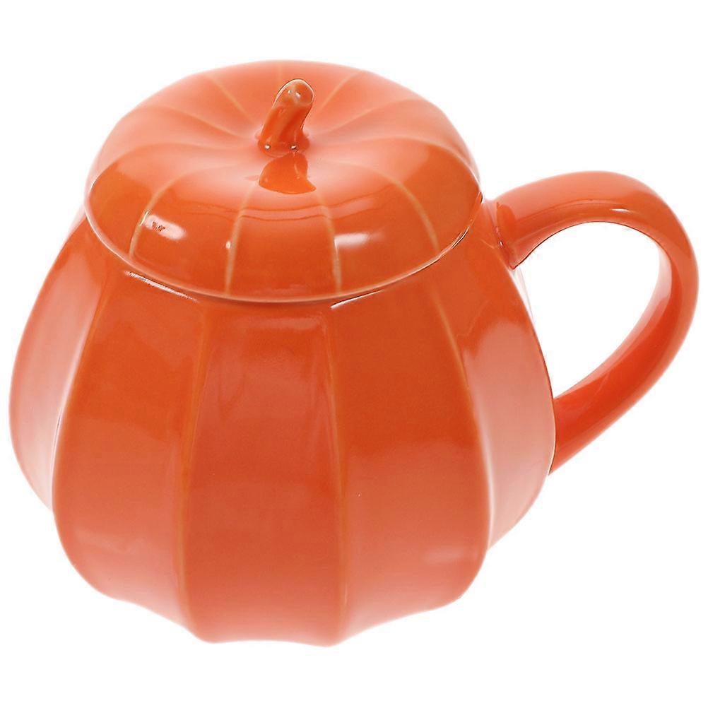 Halloween Pumpkin Mug 2Pcs Lidded Water Mug Ceramic Mug For Home Use Assorted Color Pumpkin Shape Design For Drinking Beverages