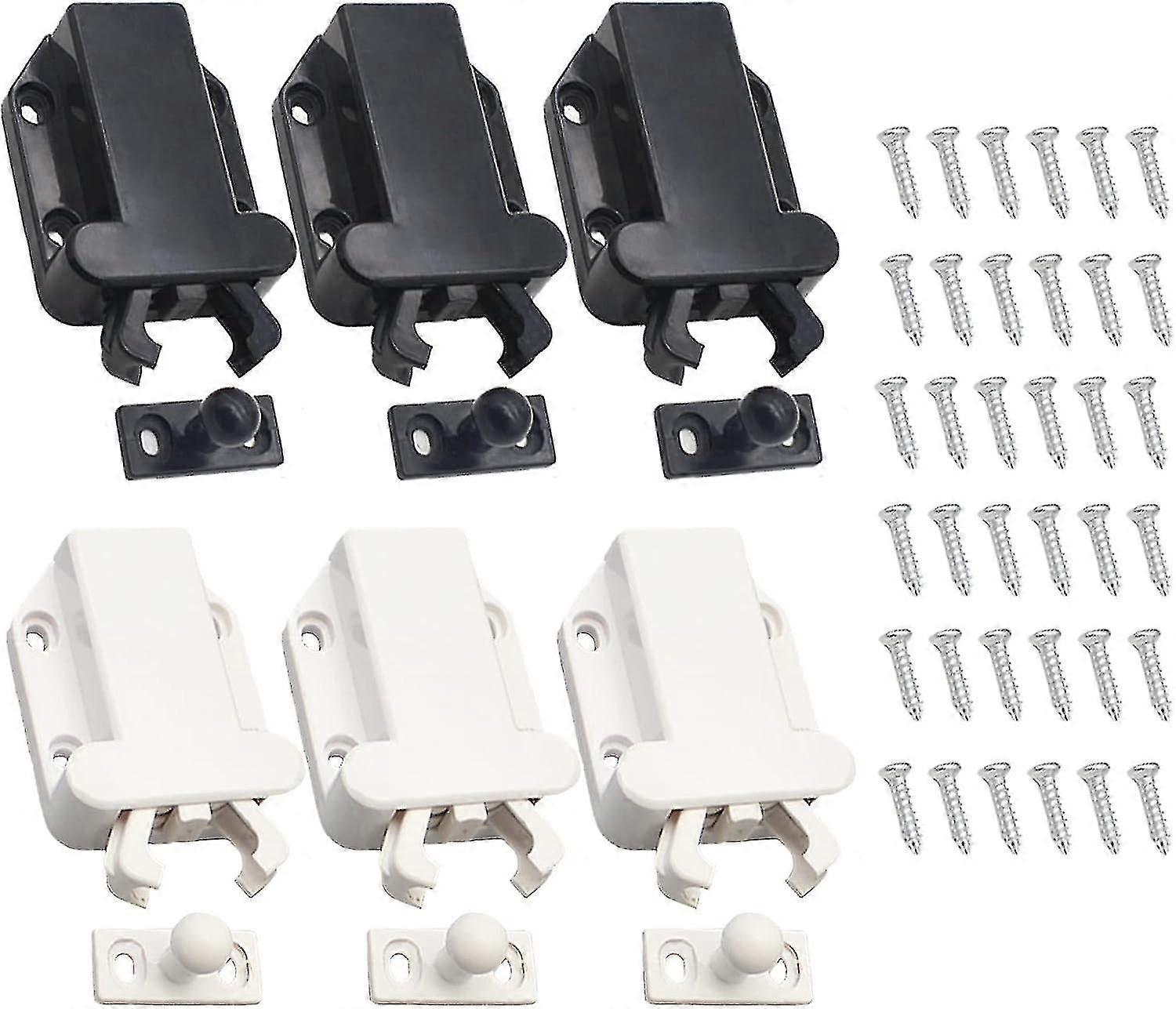 Porta aberta Pega 6pcs Não Magnético Porta Catch Armário Push Catch Cabinet Spring Locking Cabinet Push Catch Push Open Touch Gaveta Porta Aberta Pega