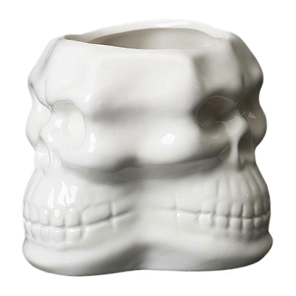 Succulent Plant Pot Ceramic Flowerpot with Skull Design 2Pcs for Home