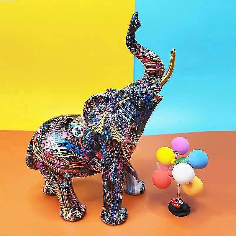 Sculpture en résine d'éléphant graffiti coloré 2025