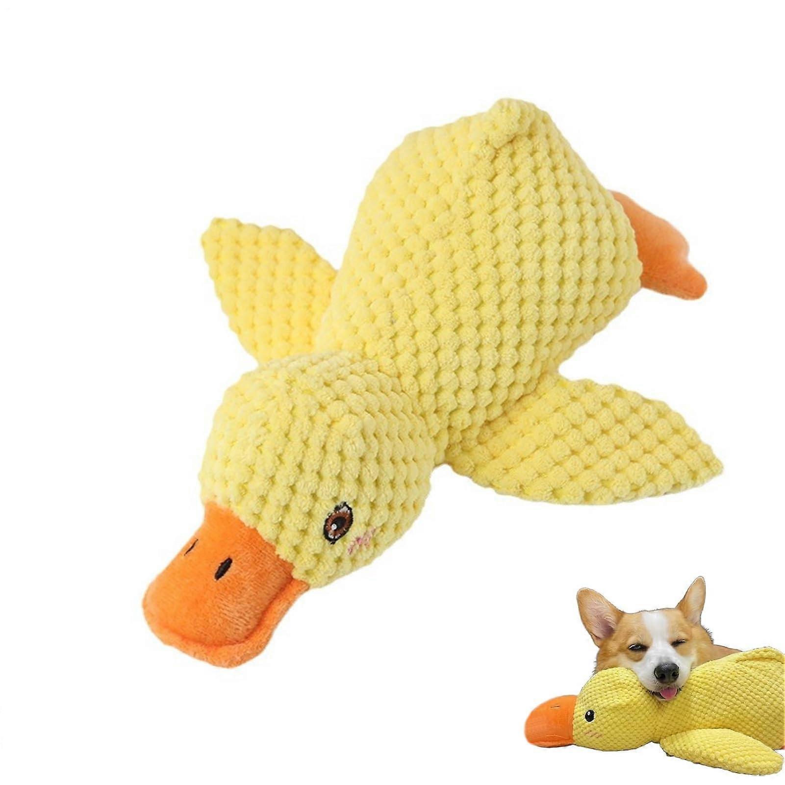 Calming Duck Dog Toy Uack-Quack Model, Quack-Mellow Dog Pillow, Medium Size Soft Plush Fabric, Indestructible Chew Toy