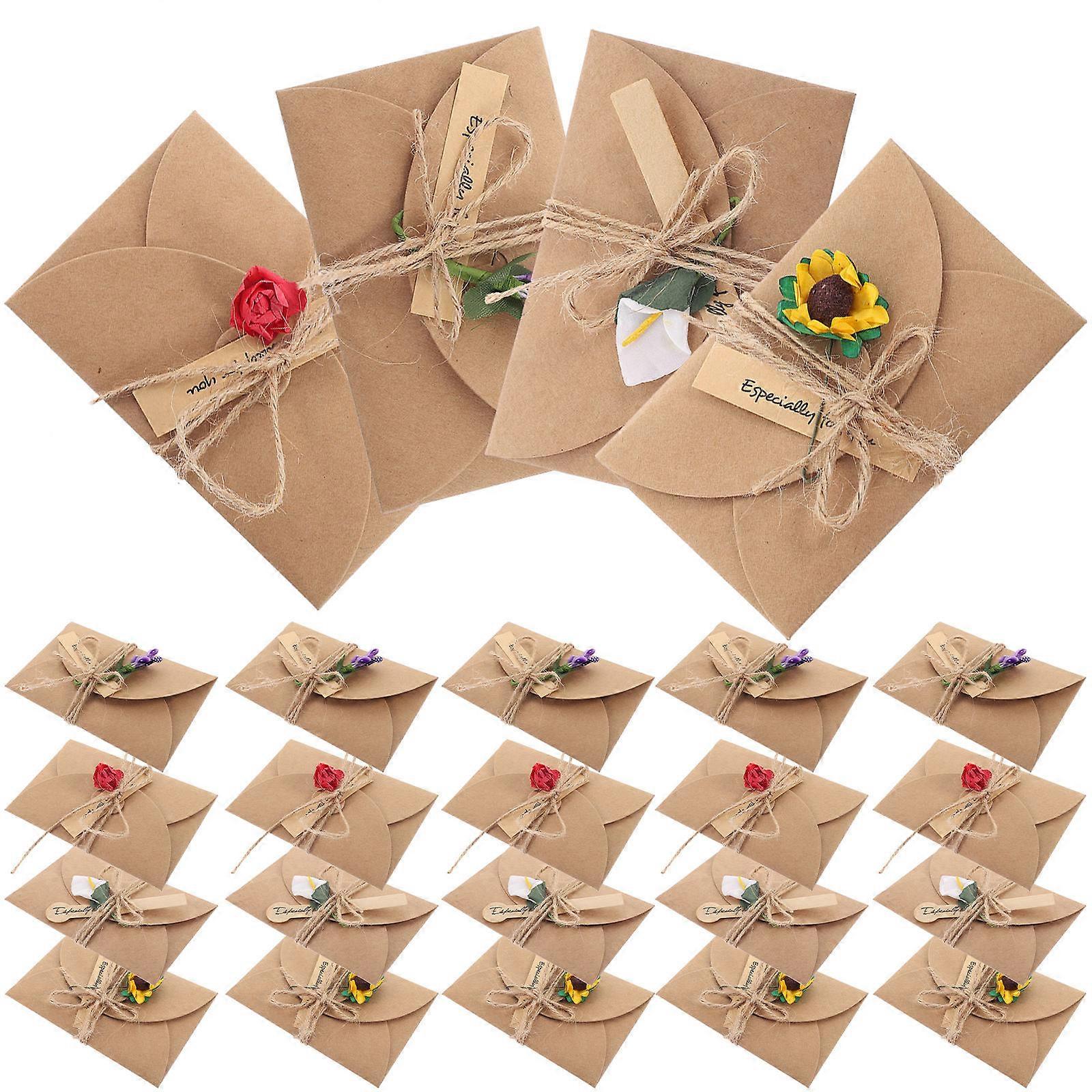Greeting Cards Handmade for Invitations 40Pcs Fake Dried Flower Thank Notes