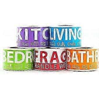 250 Home Moving Labels For 1 Bedroom House. 50 Labels Per Room, 5 Color Coded Label Rolls. Fragile Label Included. For Moving Boxes, Moving Supplies