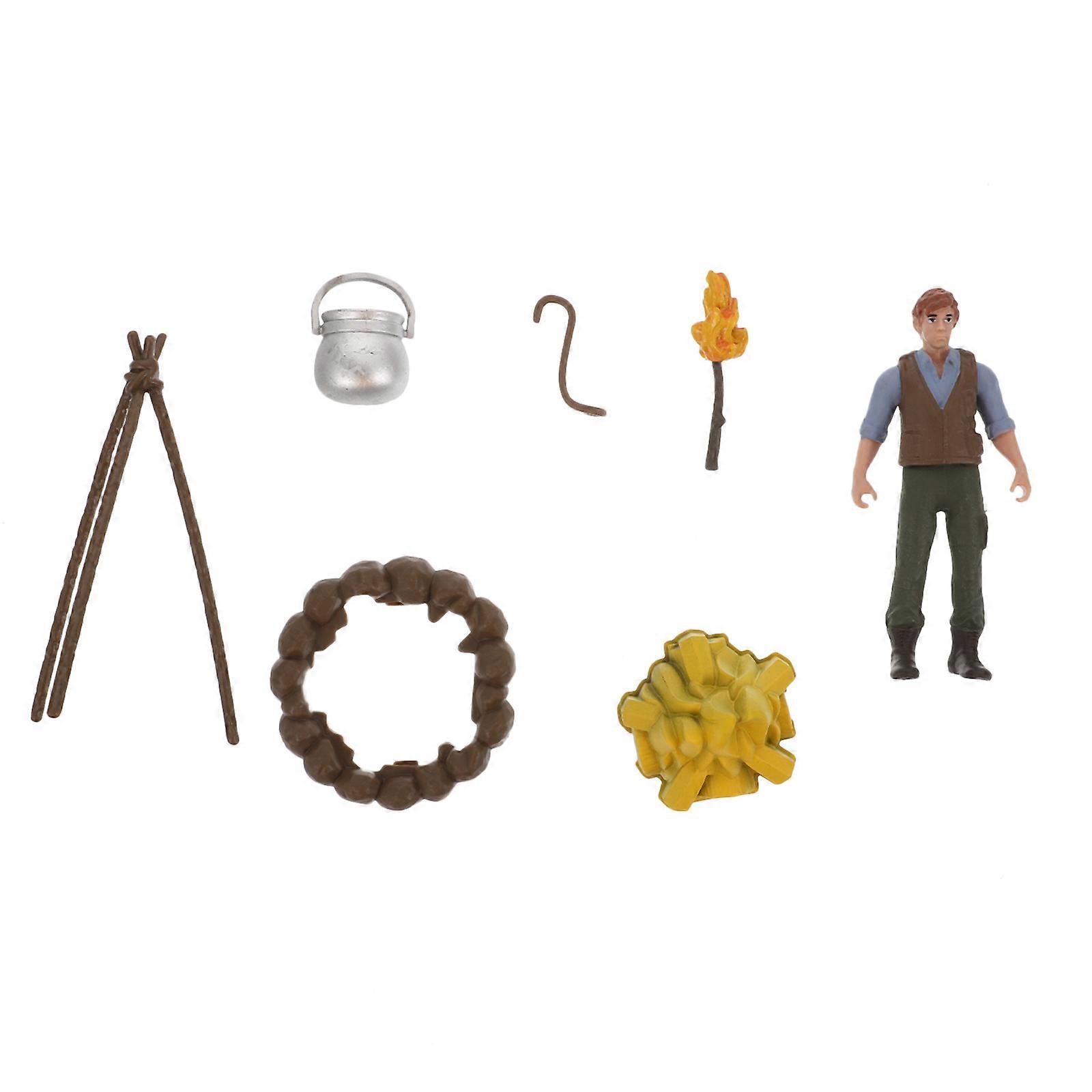 Micro Landscape Crafts Static Camping Human Models 8Sets for Decor