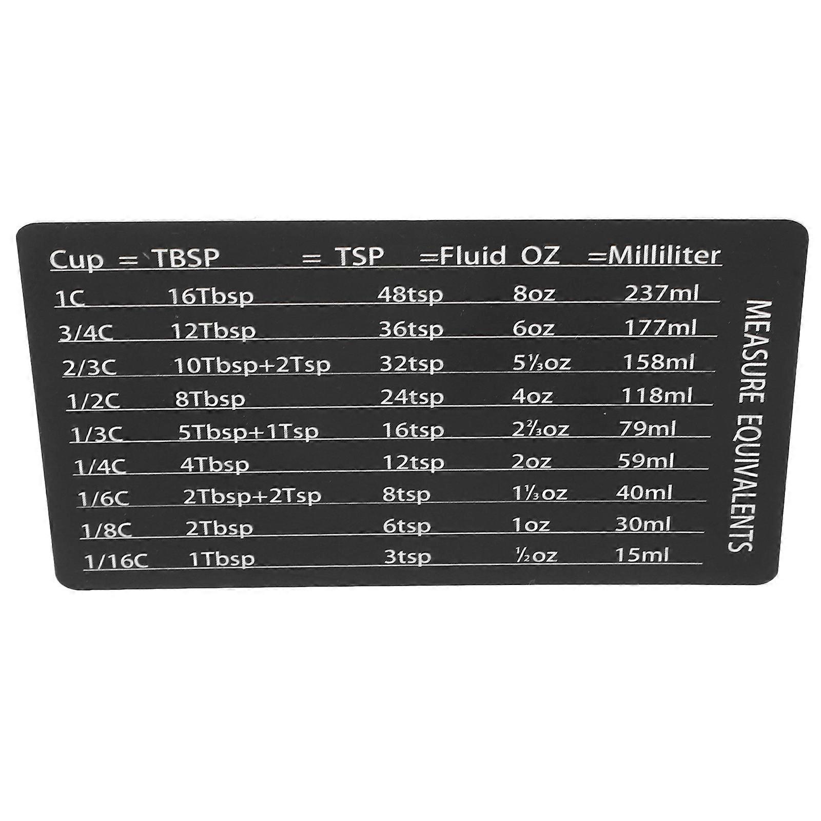 Kitchen Measurement Conversion 5Pcs Magnetic Attachment Chart For Baking Tools 12X8Cm PVC Design