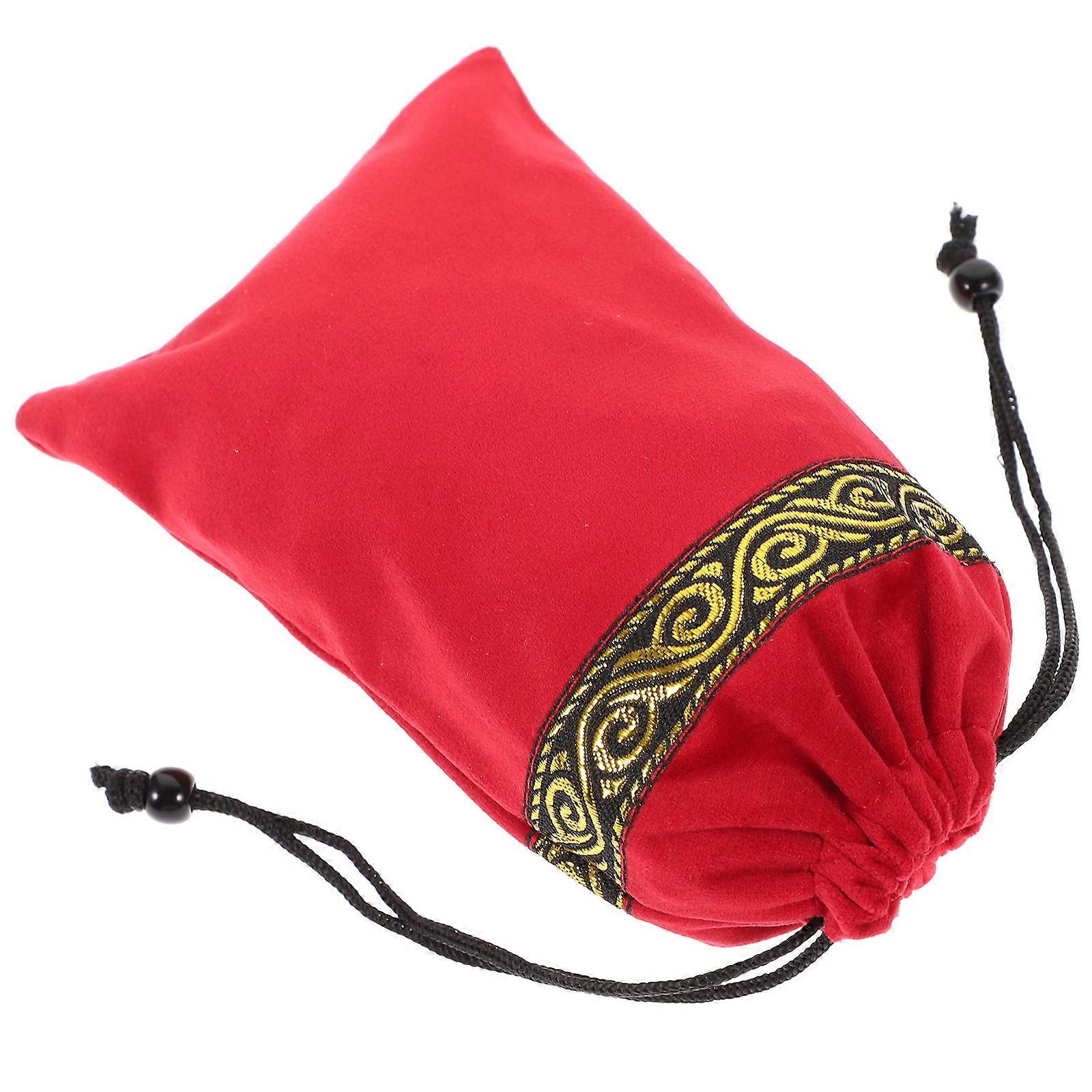 Tarot Card Pouch Storage Bag for 3Pcs Red Drawstring Holder Portable