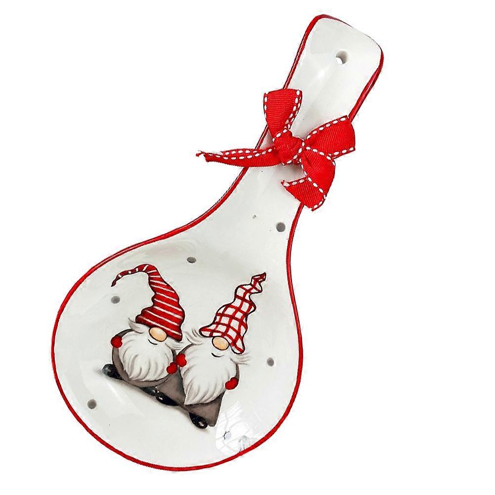 Christmas Spoon Shaped Chopstick Rest for Kitchen 5Pcs Ceramic Holder