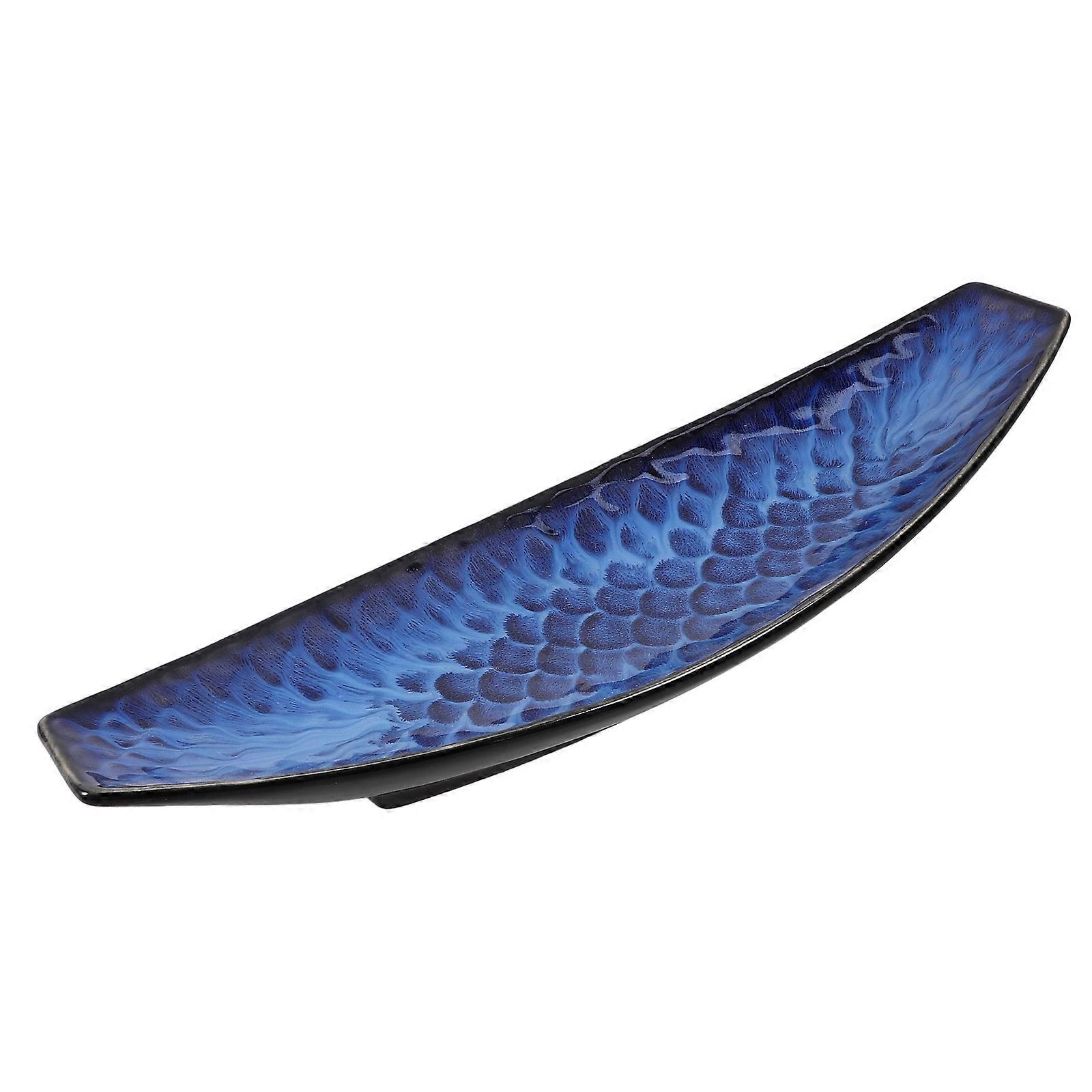 Blue Ceramic Sashimi Plate for Cold Dish Serving 6Pcs Set