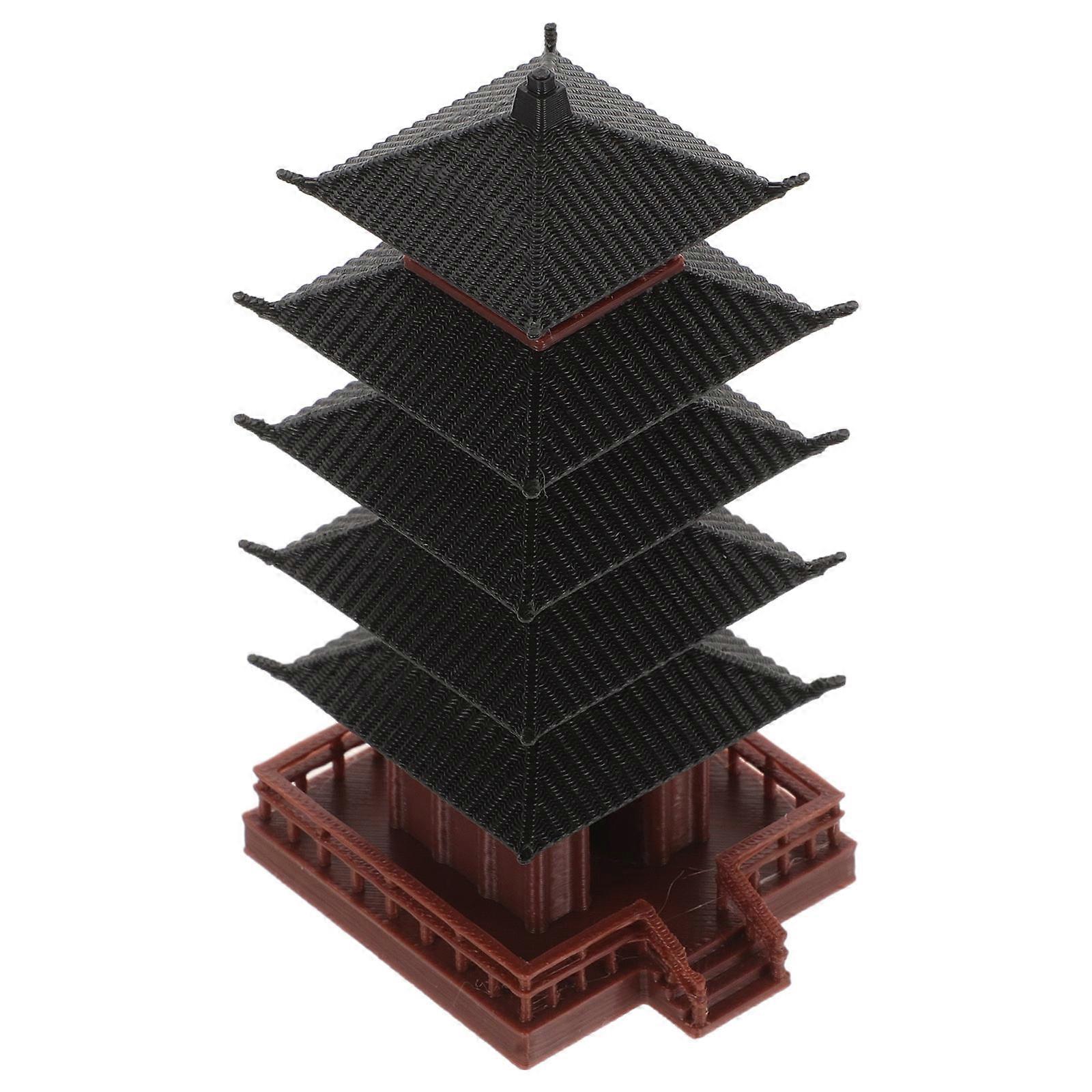 Tower Statue Chinese Tower Model for Table Decor 2Pcs Plastic Ornament