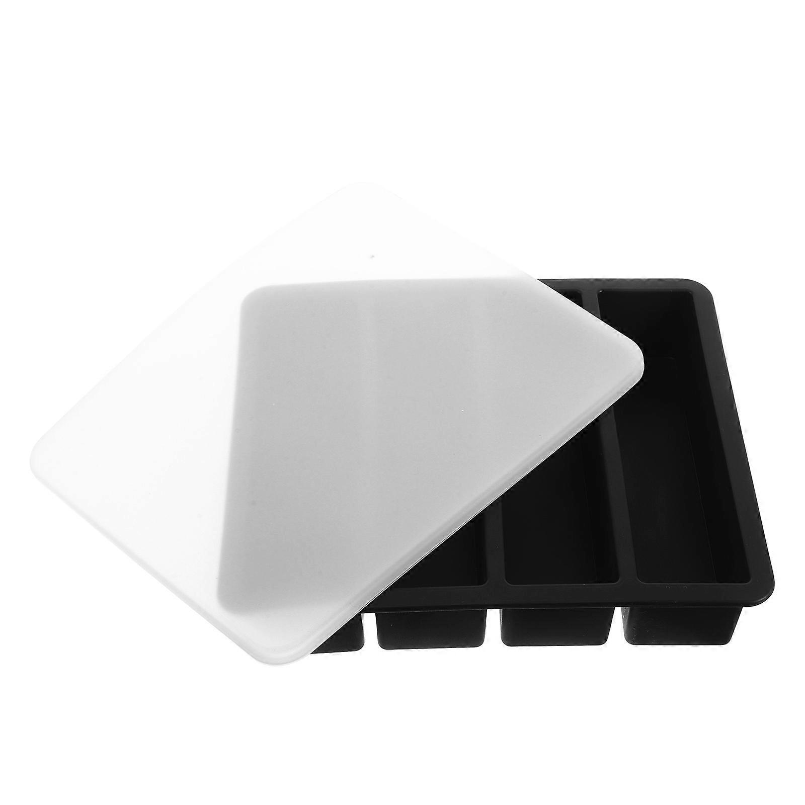 Easy Release Silicone Ice Cube Tray with Lid Black for Freezer 5Pcs