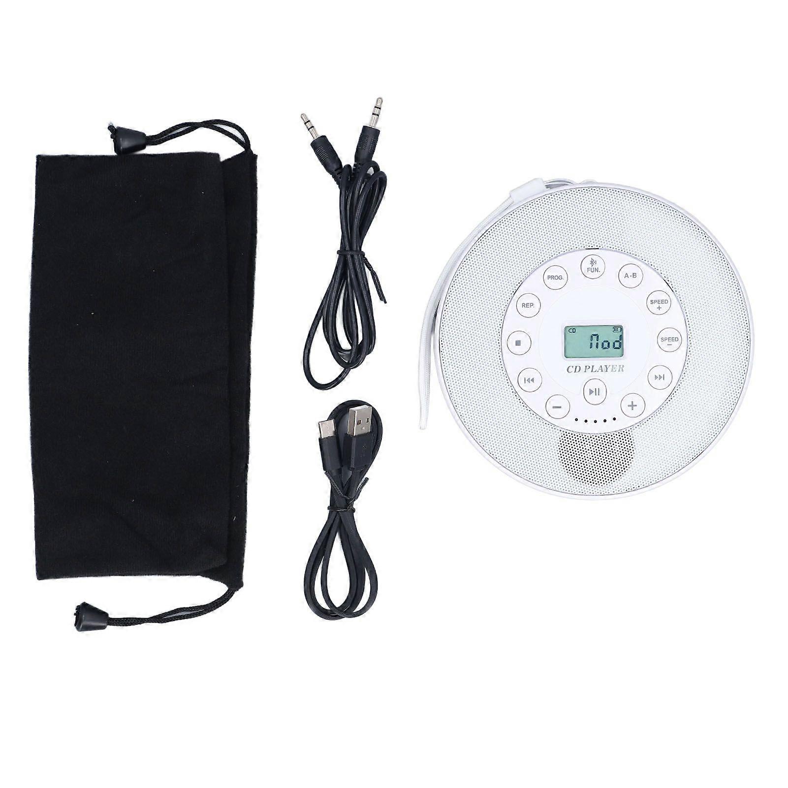 Portable CD Player Bluetooth with Speaker Anti Skip CD Player for Car MP3 Compatibility Support Recording to USB Built in Microphone White