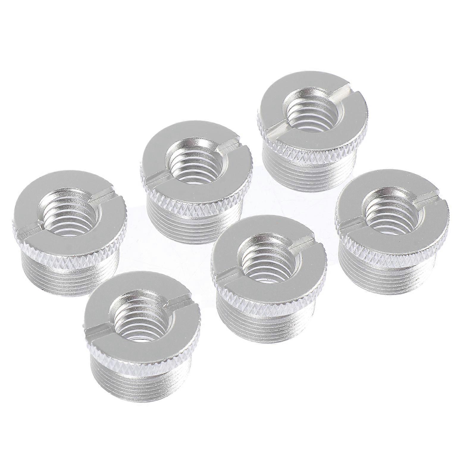 Microphone Stand Adapter Nut for Microphone Use 6Pcs Aluminum Silver