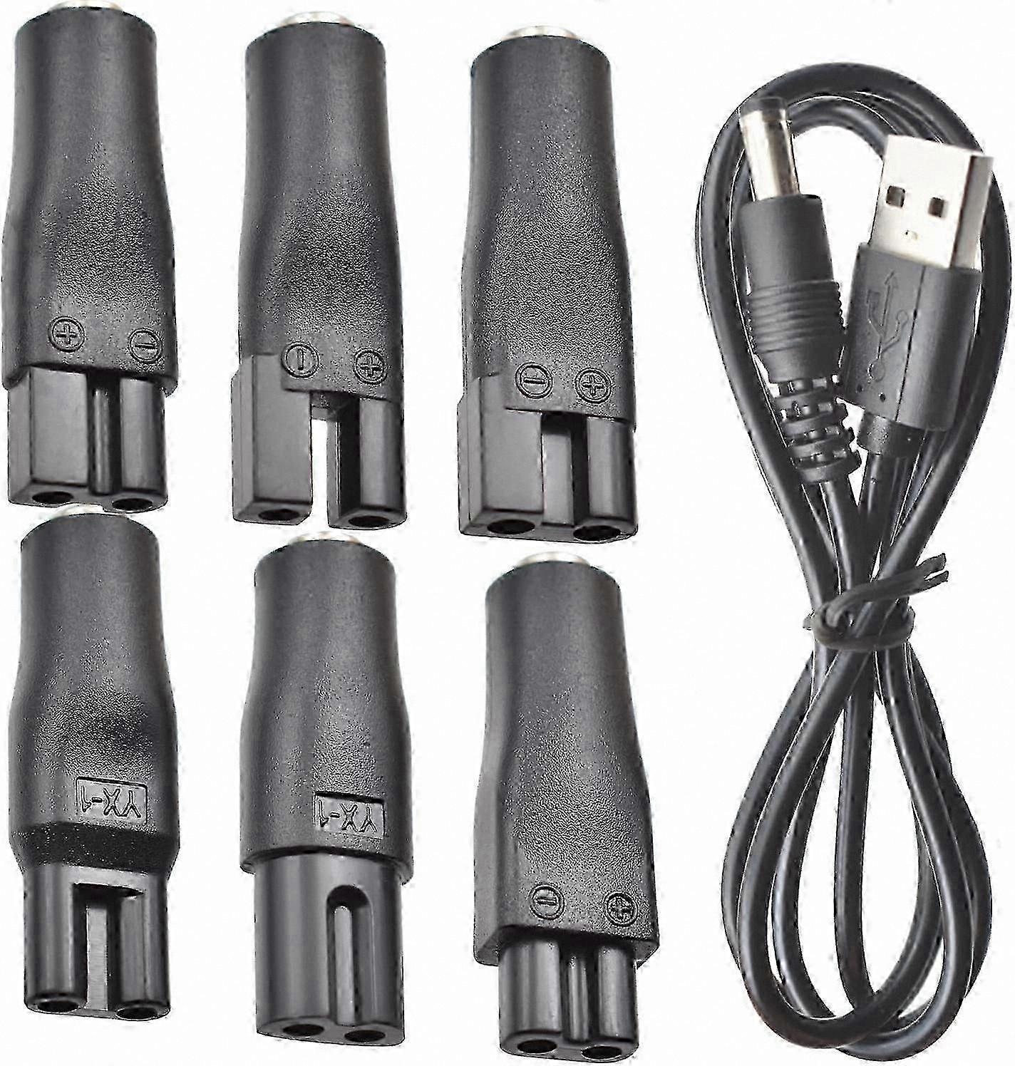 7-Piece USB Power Cord Set for Hair Clippers, Beard Trimmers, Shavers, and Small Electronics