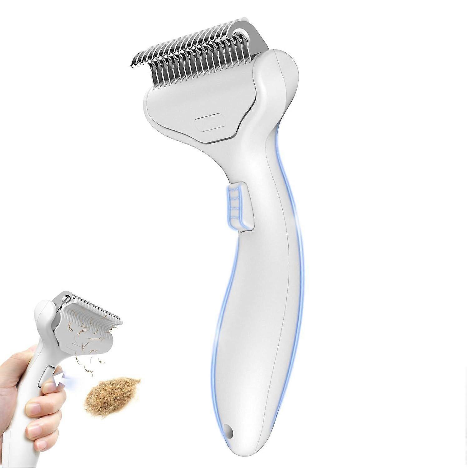 Professional Pet Deshedding Brush for Dogs & Cats - Effective Undercoat Rake for Removing Loose Fur & Shine Enhancing Tool - Ideal for Long-Haired Bre