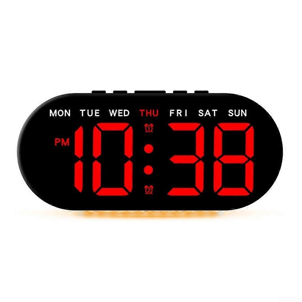 LED Digital Alarm Clock Temperature Date Display, Dual Alarm Snooze, Brightness Adjustment, Tabletop Mounting