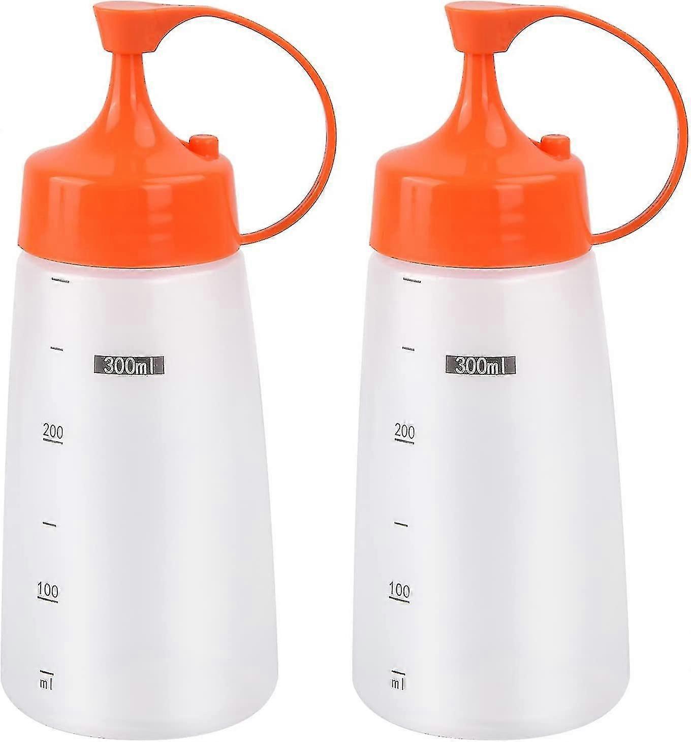 2 Pack Squeeze Bottle With Cap 300ml Squeeze Bottle Plastic No Leak Condiment