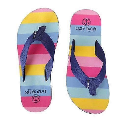 Lazy Jacks Girls Block Stripe Flip Flops