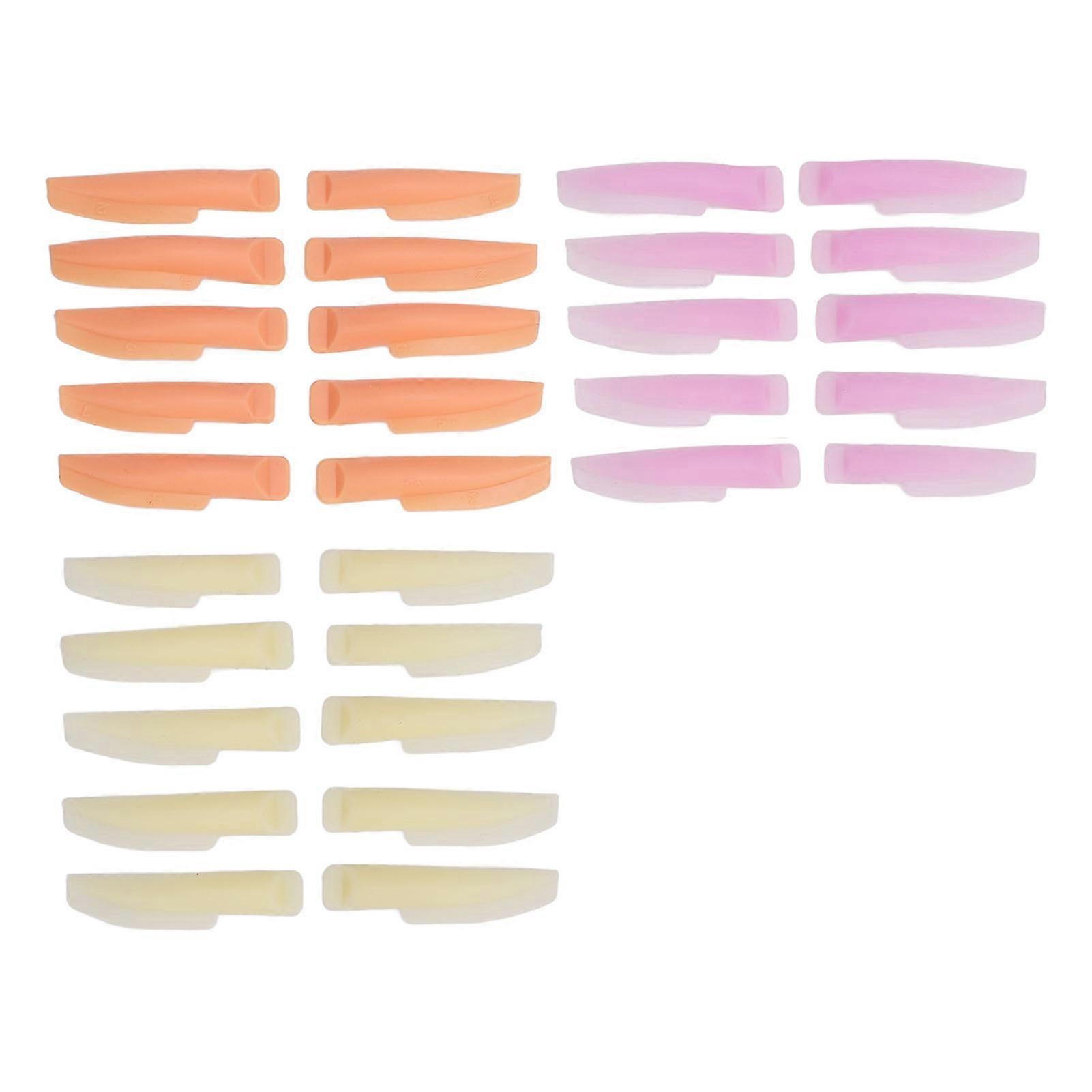 15 Pairs Silicone Eyelash Curler Pads Set, 3 Colors, Models 1-5