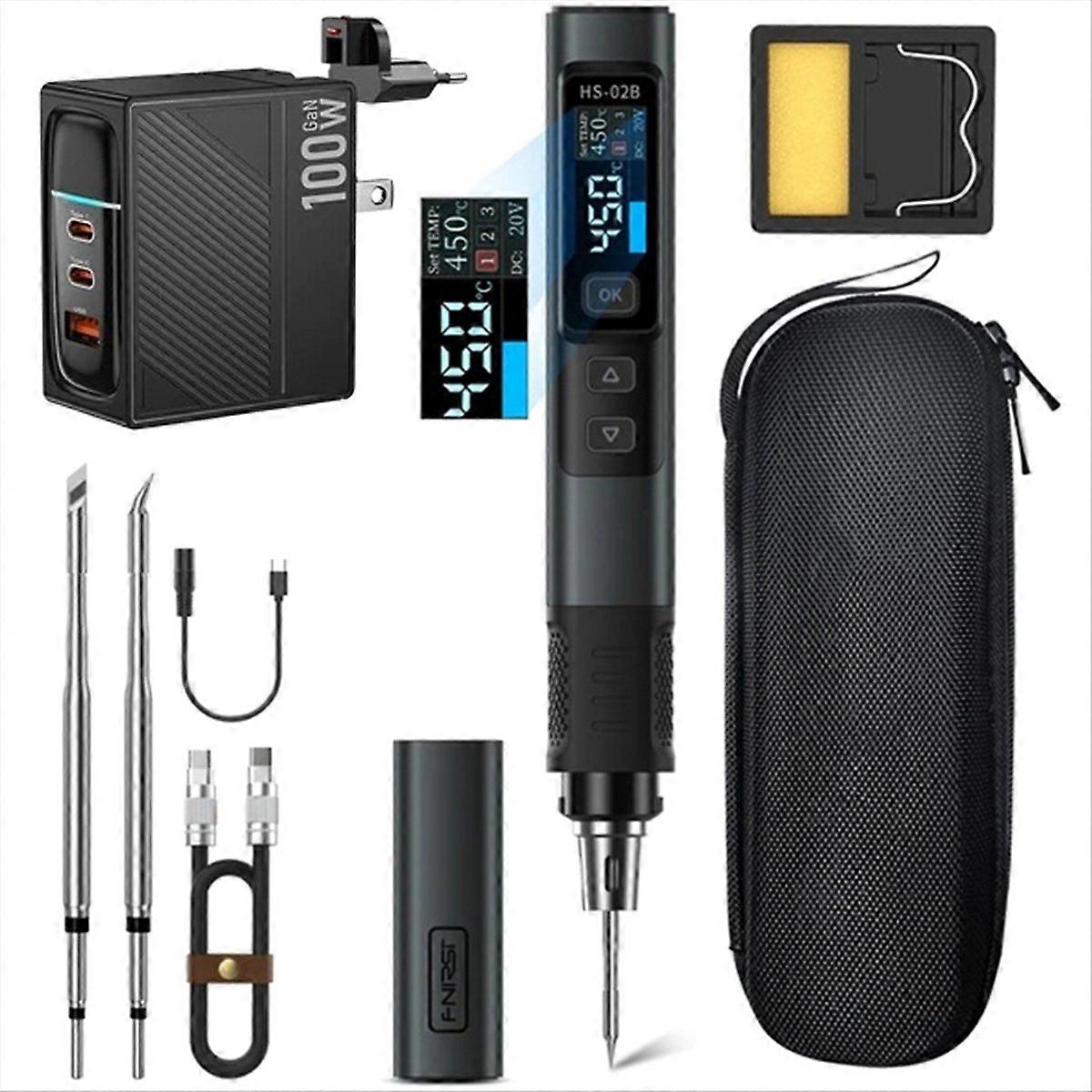 FNIRSI HS-02B 24V 100-450 ℃ PD 100W Portable Maintenance Tool EU PLUG