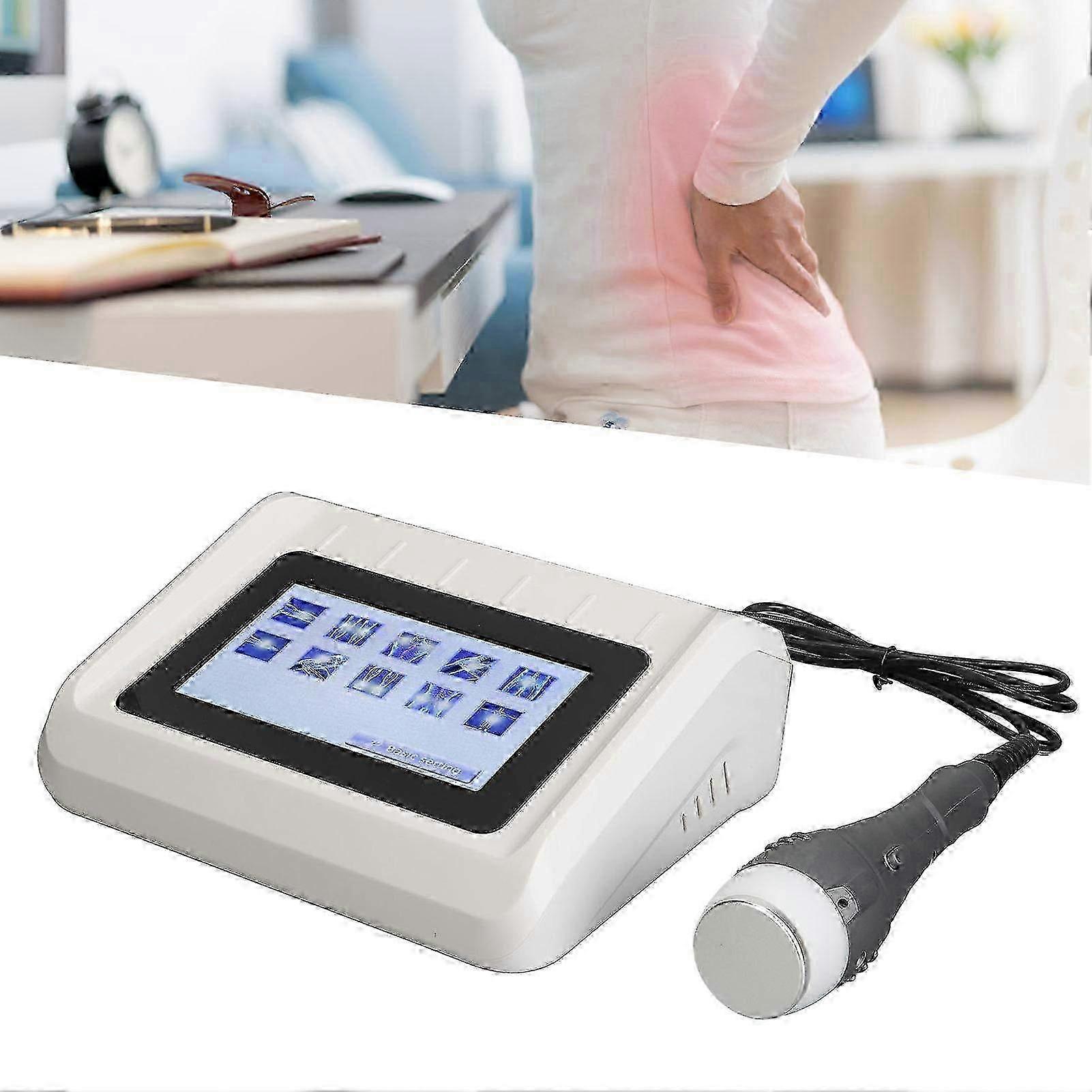 מכשיר אולטרסאונד פיזי חכם עם ידית כסופה ושחורה - ציוד עיסוי להקלה על כאבים המקדם את זרימת הדם