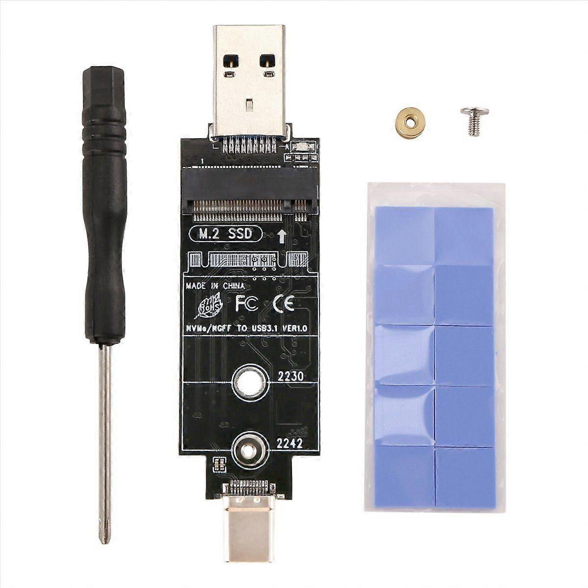 Dual Protocol Type-C Type-A NGFF USB3.1 GEN2 SSD Case Adapter card