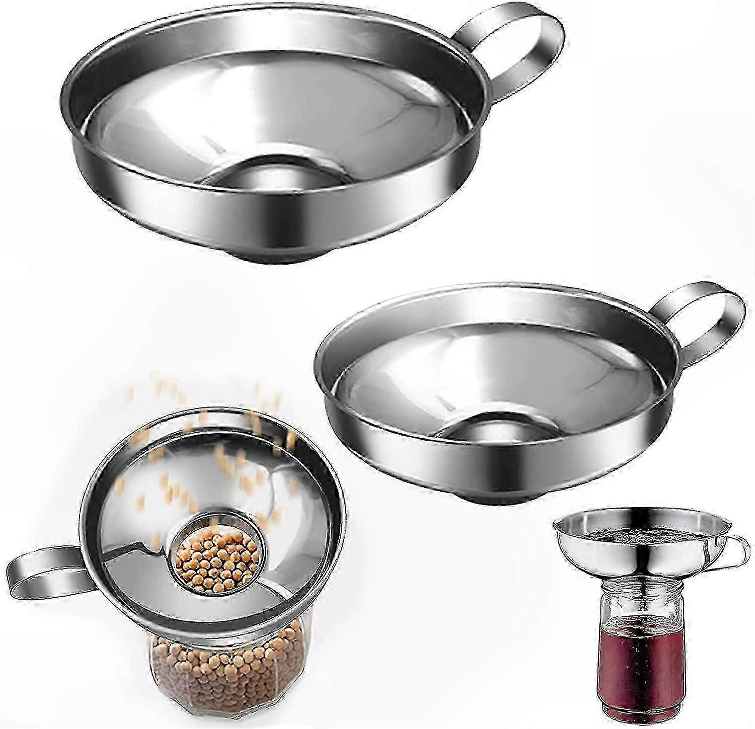 2-Pack Kitchen Funnel Set with Strainer for Jam and Liquids