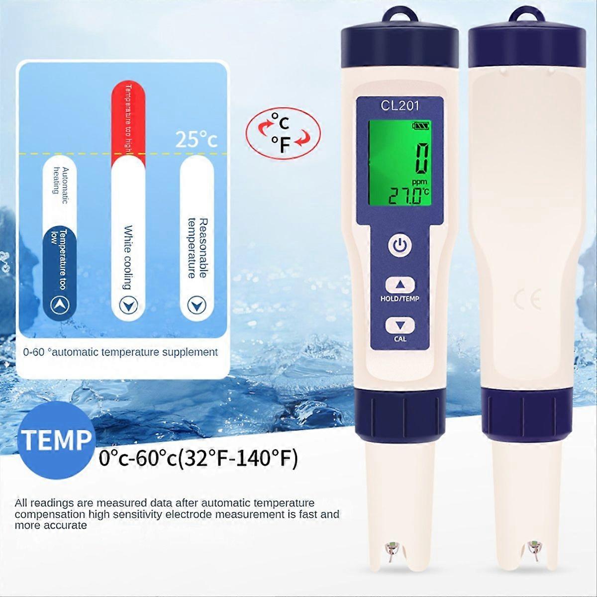 Chlorine Testing Pen 2-in-1 Water Quality Tester Measuring