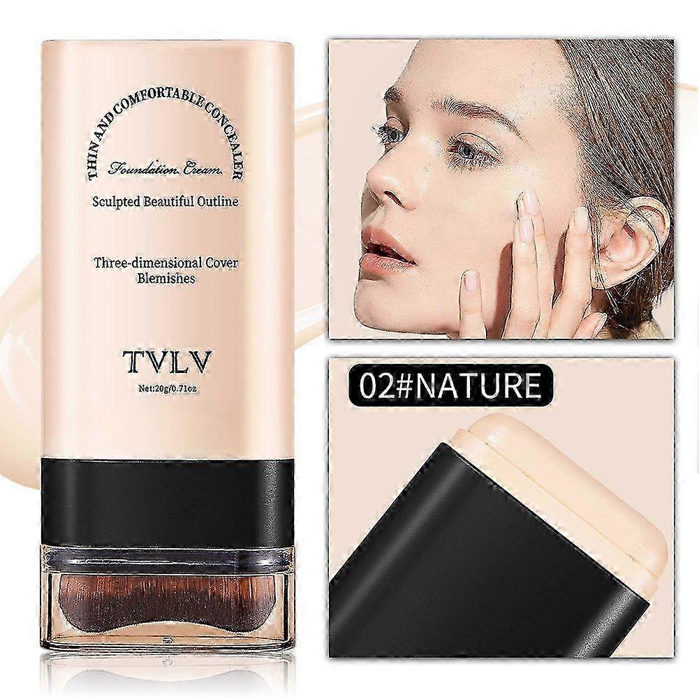 TVLV Foundation Stick Bálsamo de Beleza com Pincel, Serum Boosted Skin Tint Stick, Make Up Concealer Stick Base de Longa Duração