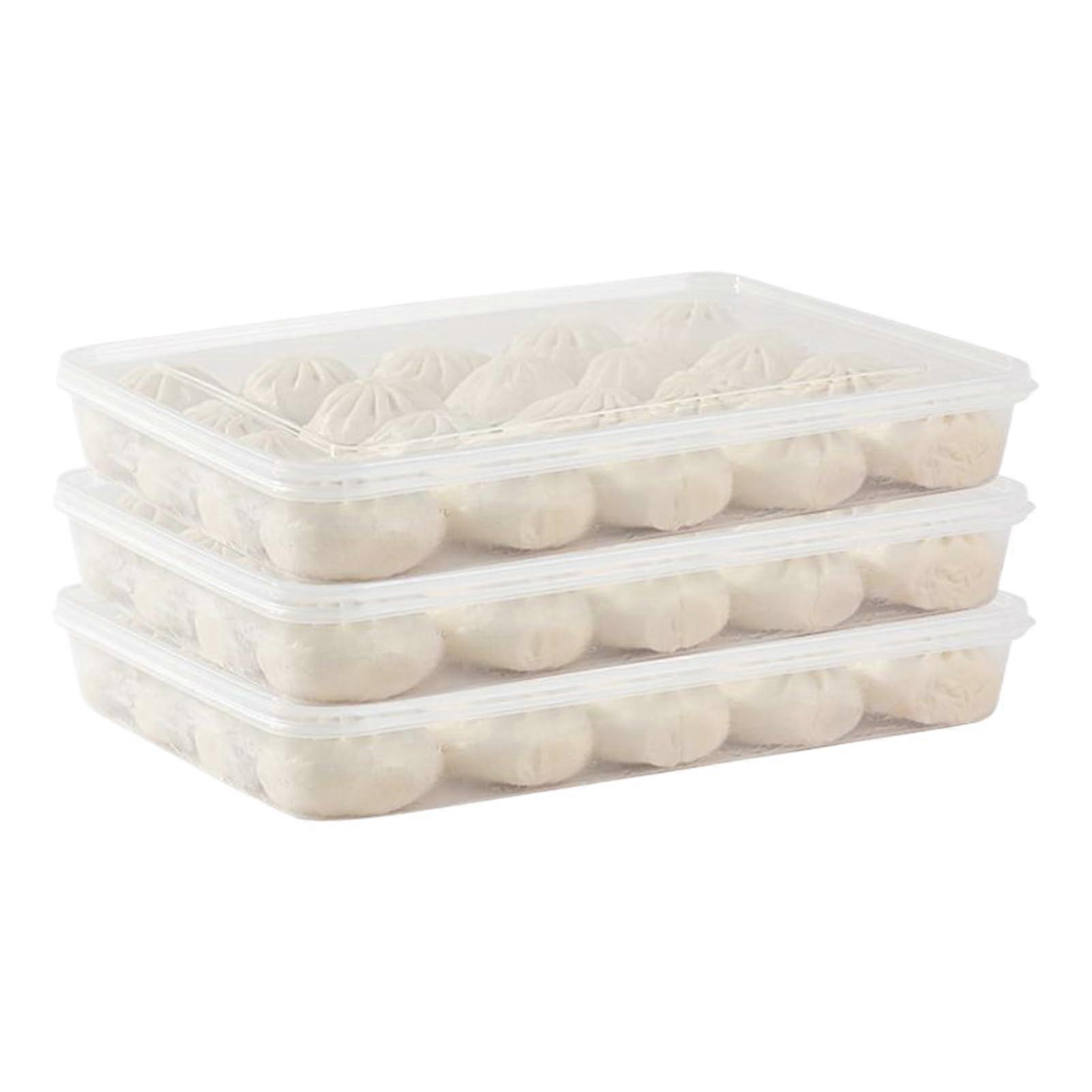 Egg Container for Refrigerator Large Stackable Microwave Safe Egg Holder Dumplings Tray Kitchen Counter Pantry
