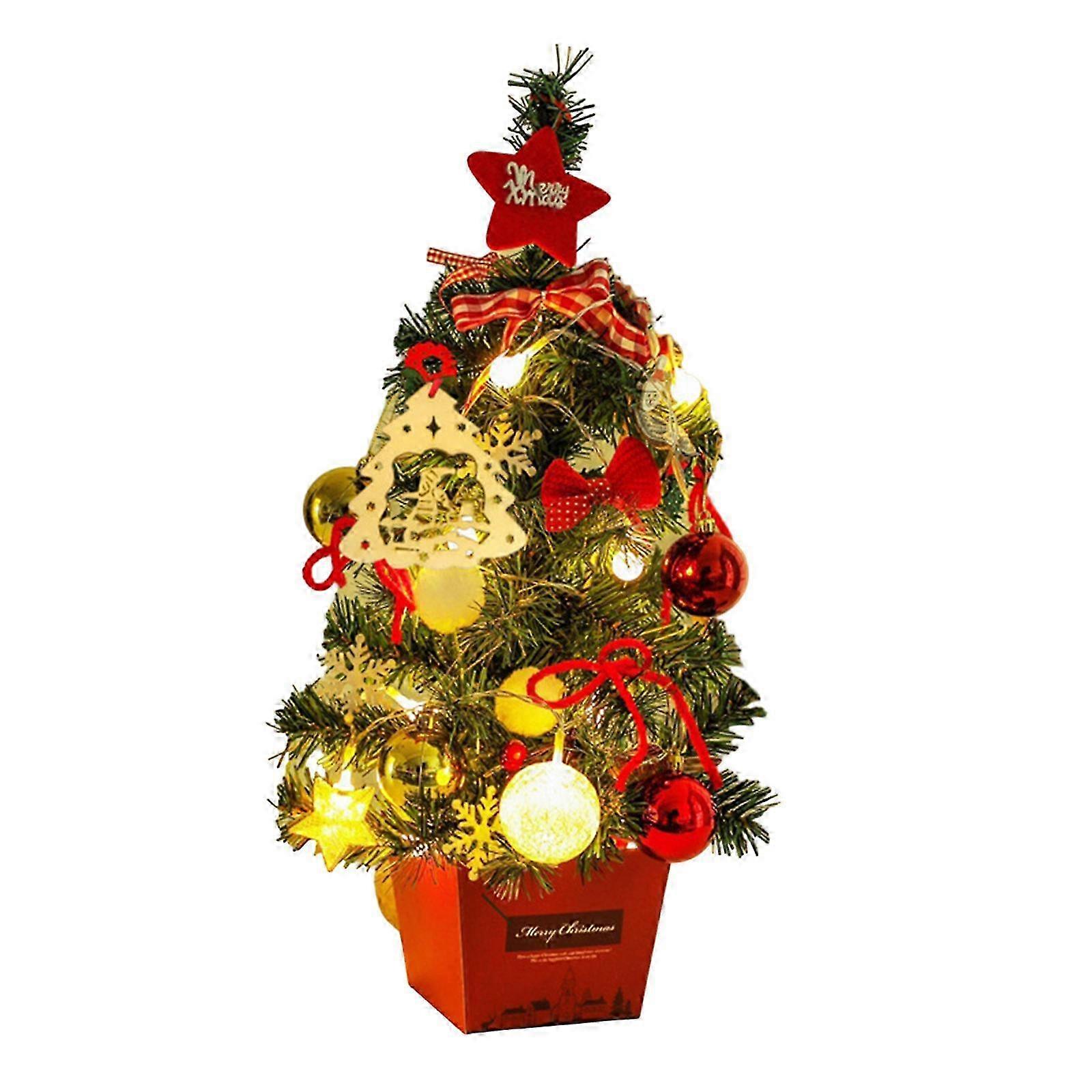 1Pcs Small Christmas Tree with Ornament for Tabletop Display Space Saving Home Decoration Elegant Desktop Ornament