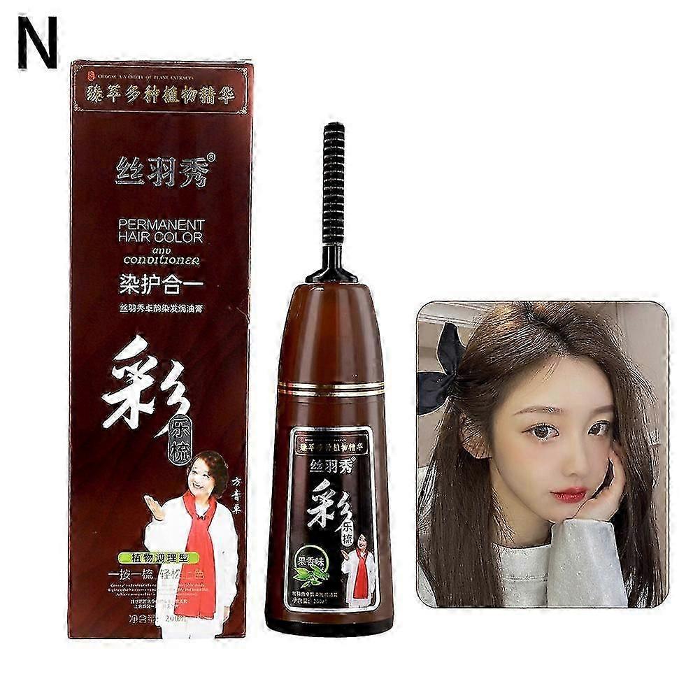 Cujmh Nanjing Tong Ren Tang Pure Plant Hair Dye Chestnut Brown 200ml With Bubble Dye Formula For Home Use Gray Coverage