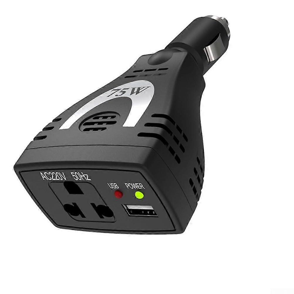 Vehicle Power Inverter 75W DC12V To AC110V/220V With Intelligent Chip USB Charging Port For Mobile Devices (220V)