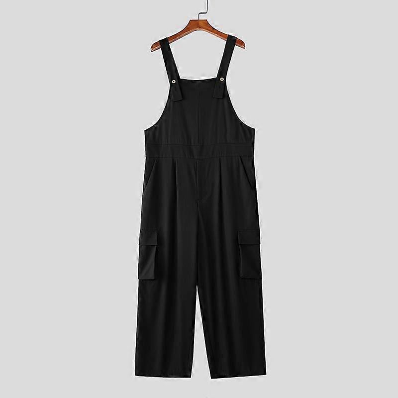 INCERUN Men's Suspender Buttons Strap Sleeve Ribbon Long Dungarees Harem Jumpsuits Overalls