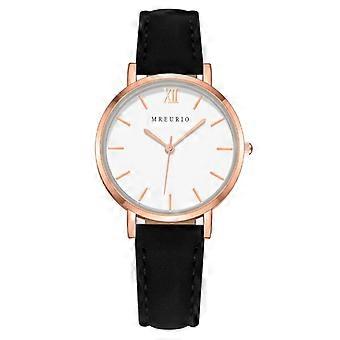 Fashion Women's Watch With Roman Pattern  Minimalist Style  Leather Strap