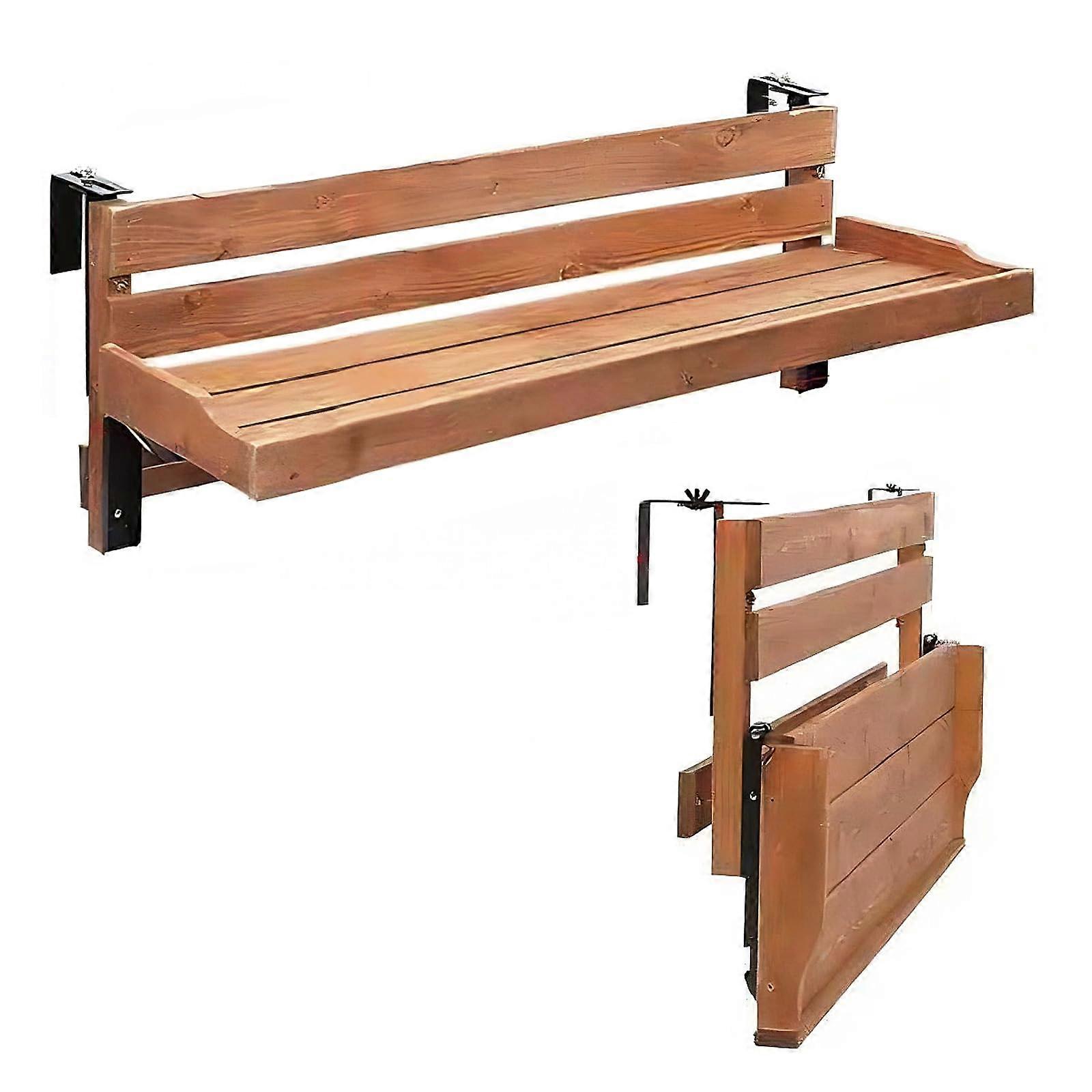 Rustic Solid Wood Folding Balcony Table 60x30x30cm Outdoor Side Table Space Saving Balcony Furniture