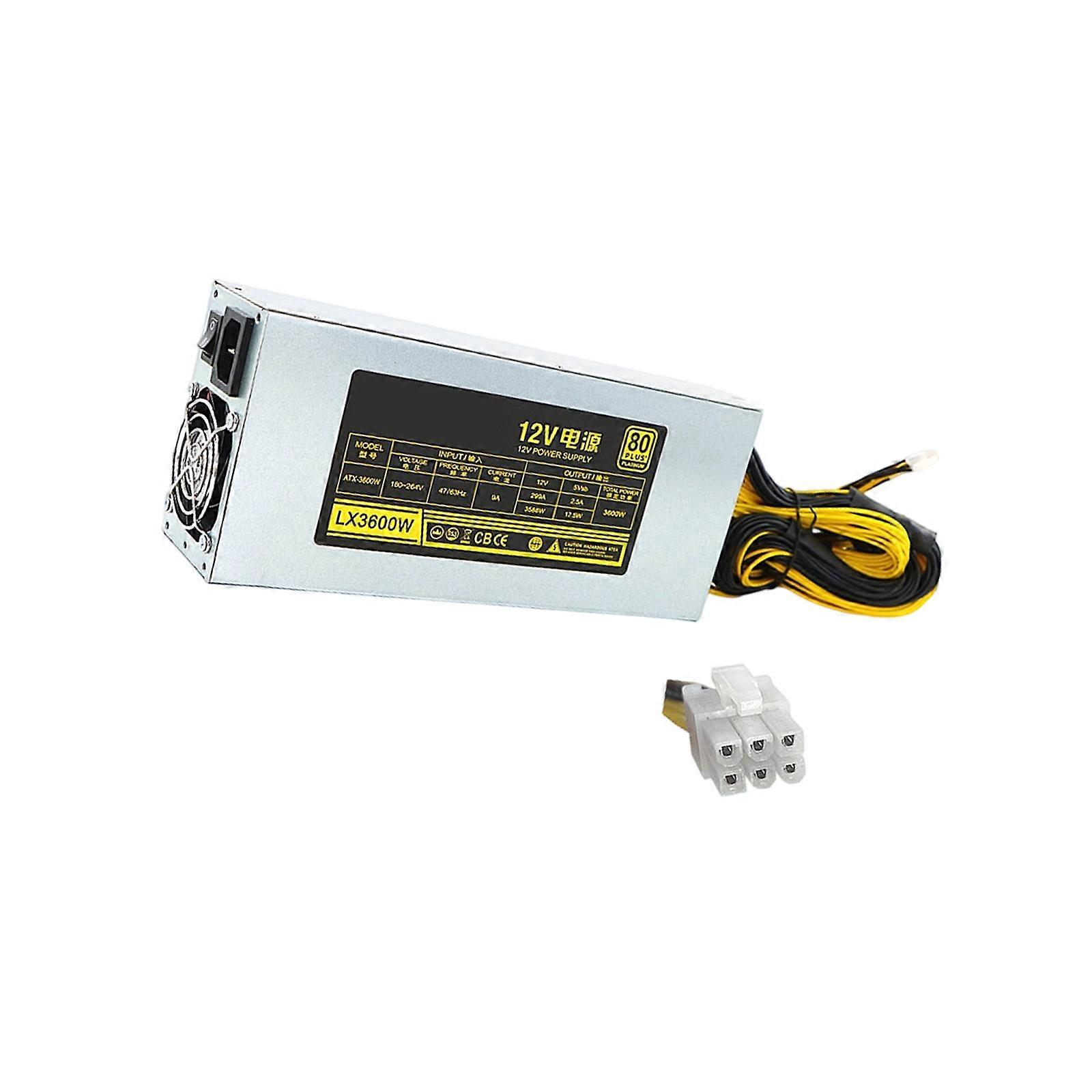 3000W 3300W 3600W Single Channel 12V Power Supply 15x6Pin 2U Output High Efficiency Mute Power Unit for Graphics Card Multicolor