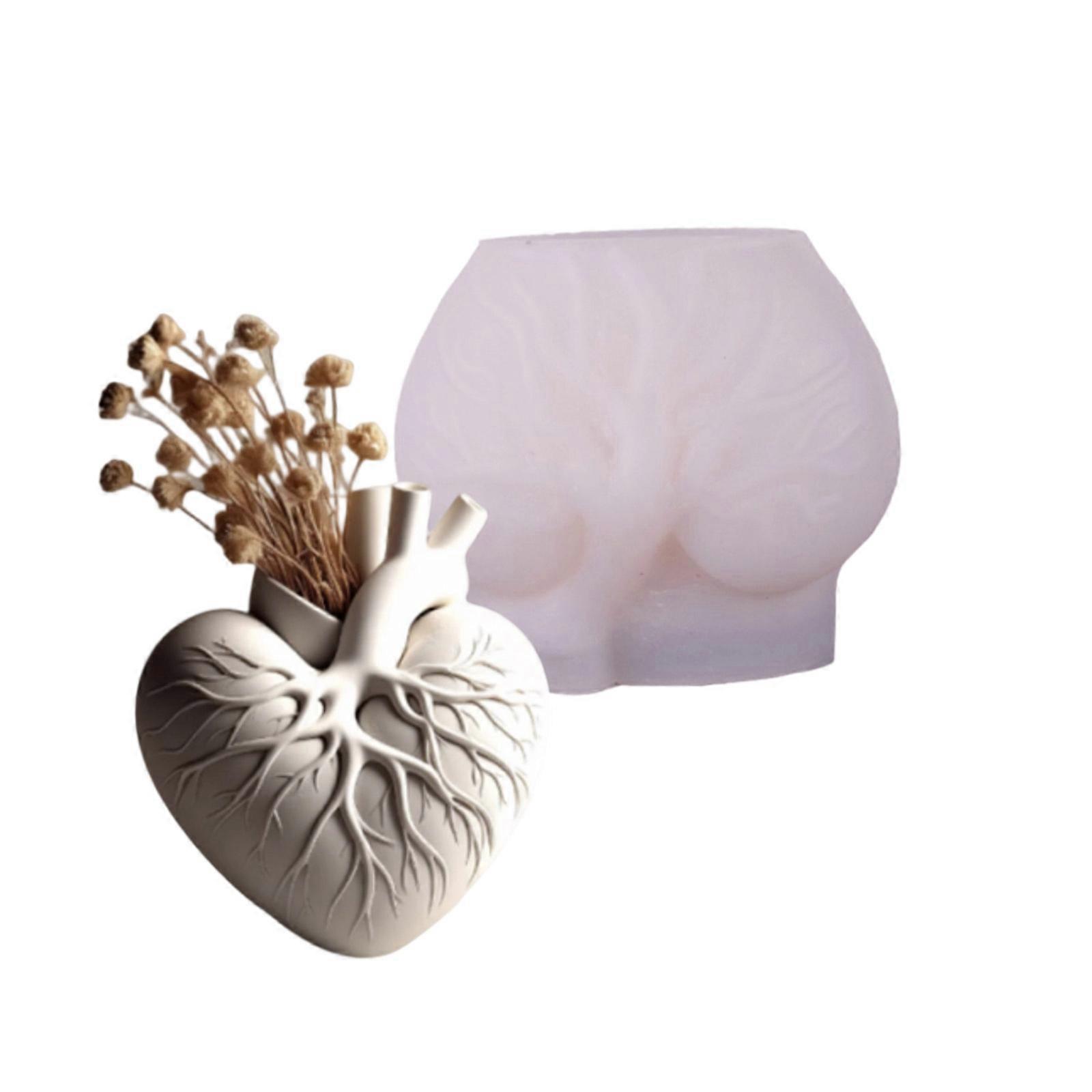 Heart Shape Silicone Molds Crafting Supplies Suitable for Creating Resin Planter Jewelry Containers Detailed Pattern Multicolor