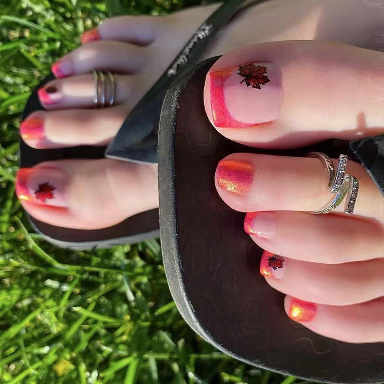 Faux Toenails False Art Comfortable Wear Friendly ABS Manicure Toe Multicolor