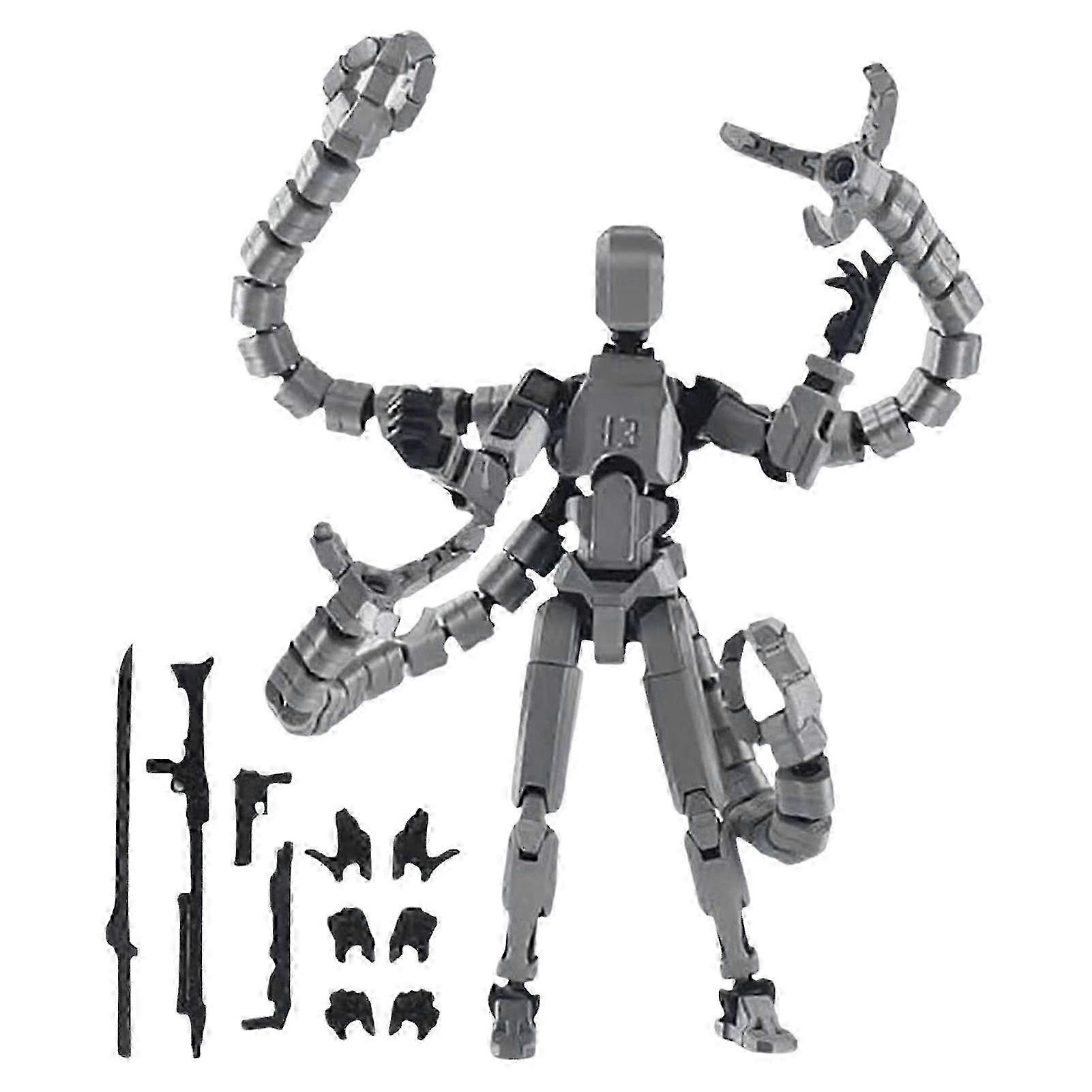Robot Action Figure with Long Tentacles Accessory Movable Joints 3D Printed Robot Model Toy Stress Relief Articulated Dummy Figurine Decoration