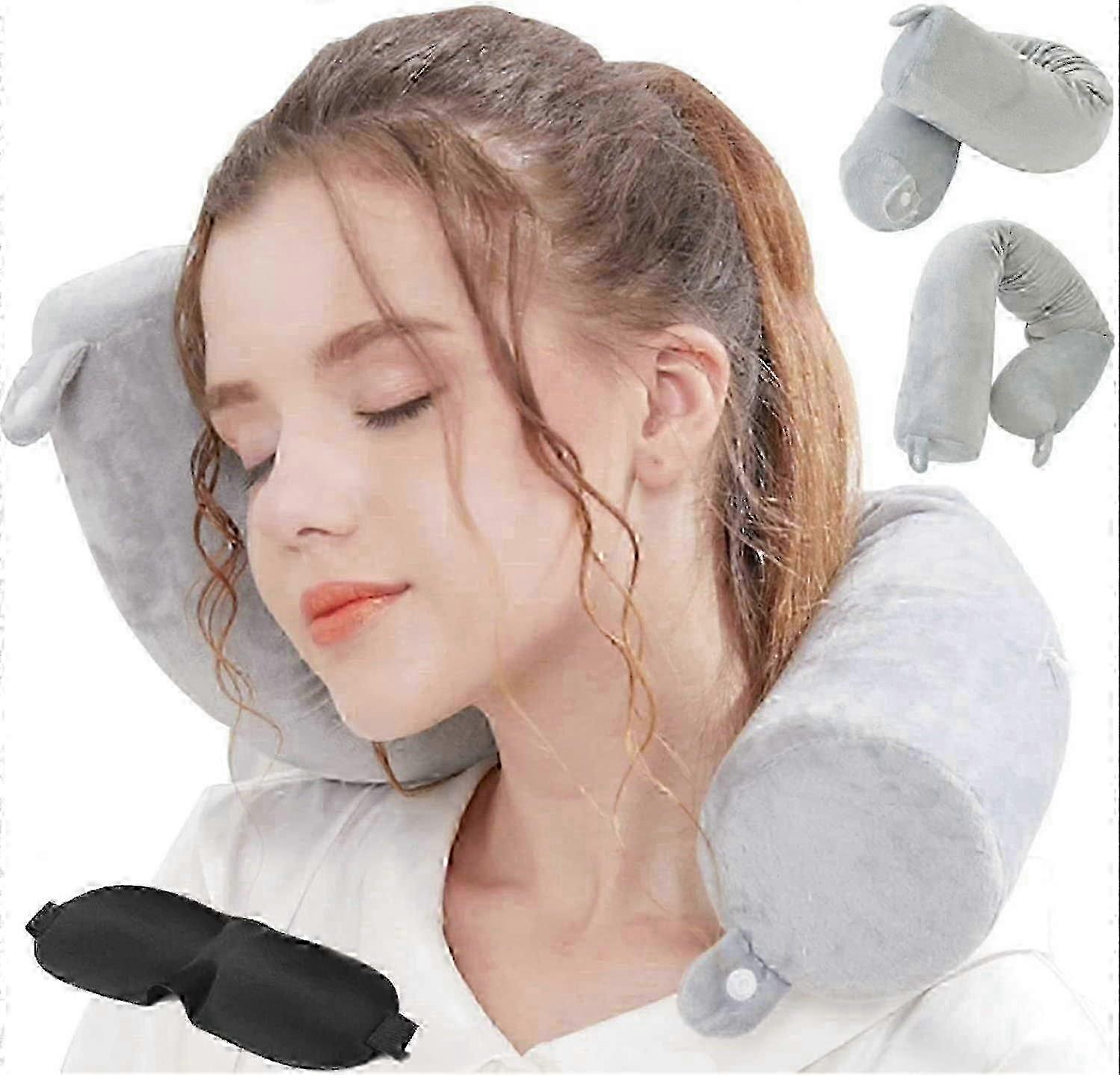 Ergonomic Memory Foam Travel Pillow - Multi-position Support For Neck, Chin & Back