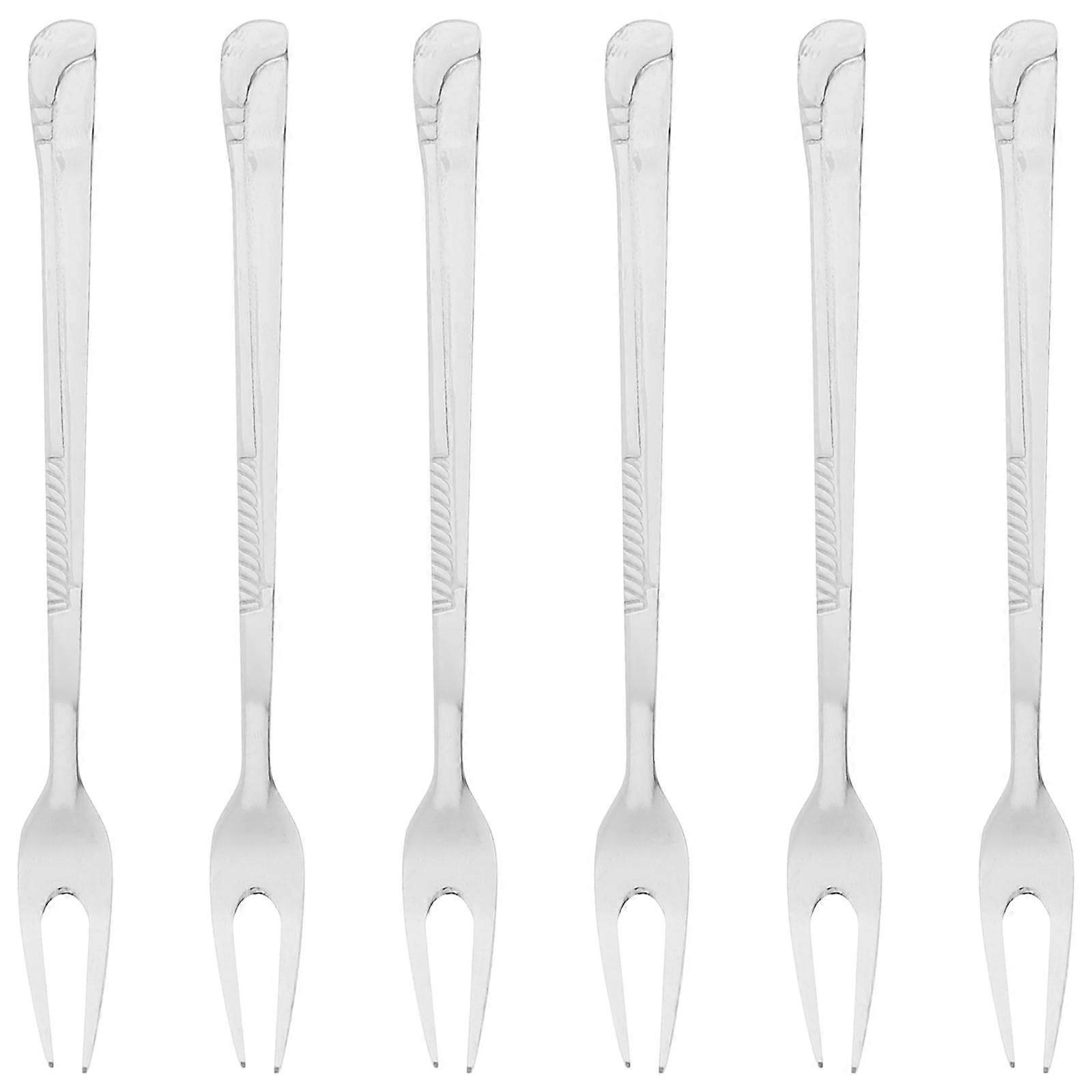 6pcs Pickle Fork Dessert Fork Stainless Steel Fork Fruit Pick Kitchen Utensil