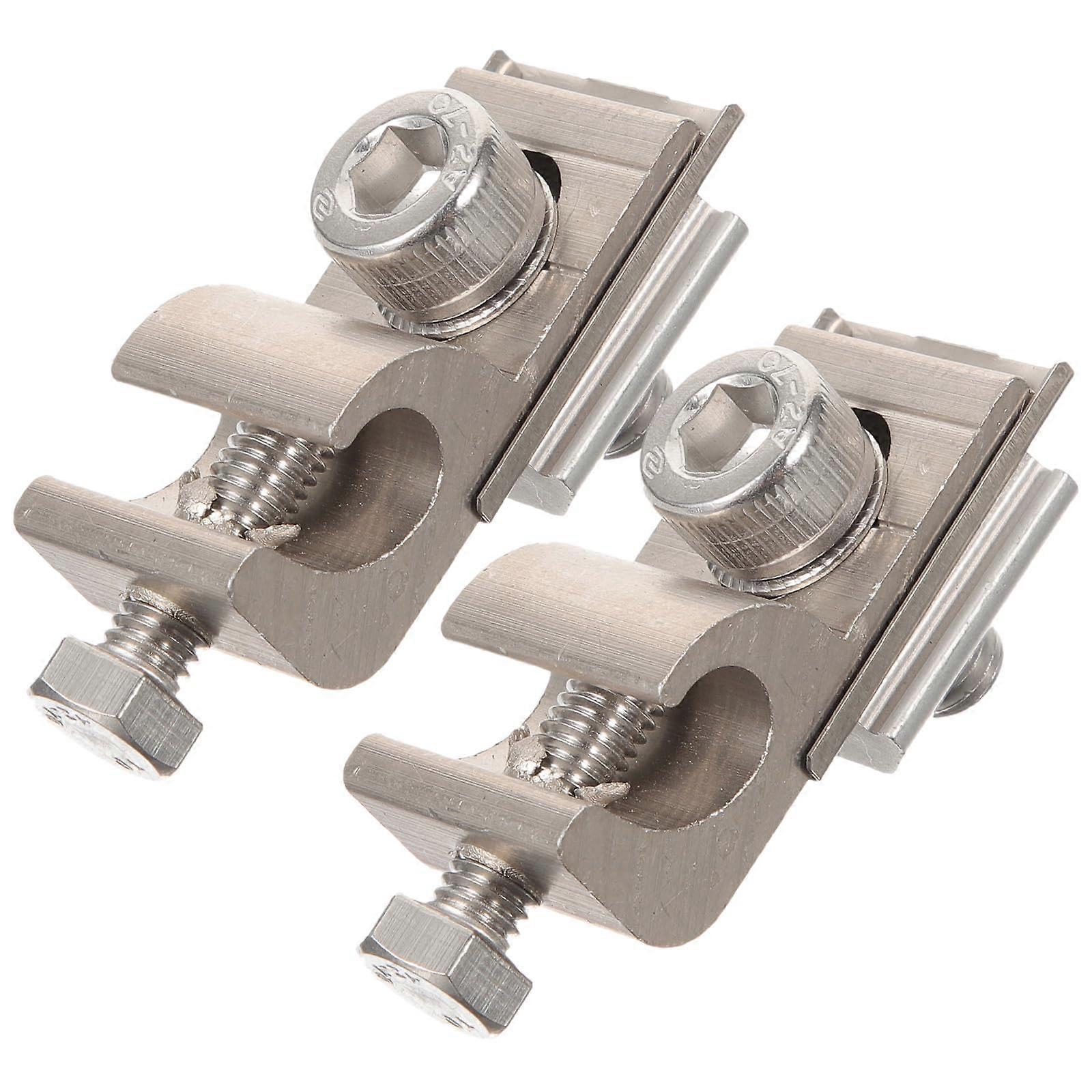 2 Pack M6 Solar Panel Grounding Lug with Cable Clamp for Photovoltaic System Wire Management