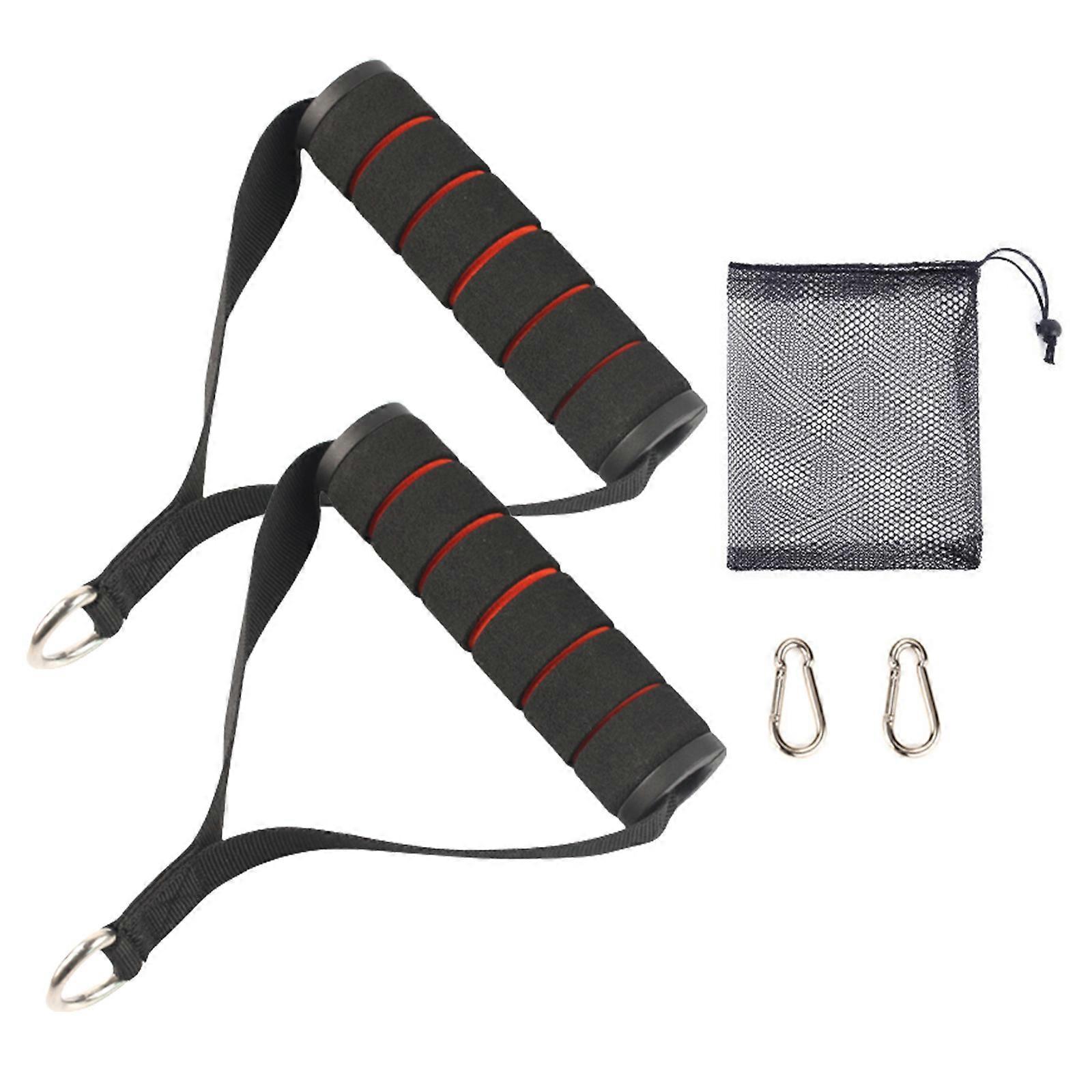 Fitness Strap Stirrup Handle Machine Attachment with Carabiners Strength Training Exercise Handle Resistance Band Handle Multicolor