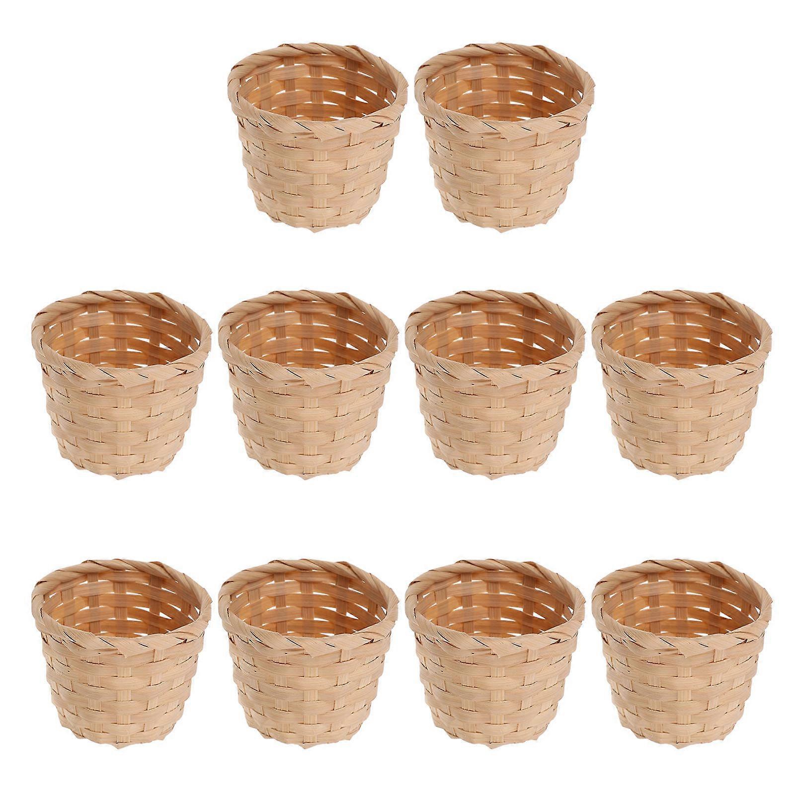 10pcs Rural Woven Baskets Fruit Arrangement Baskets Portable Storage Baskets
