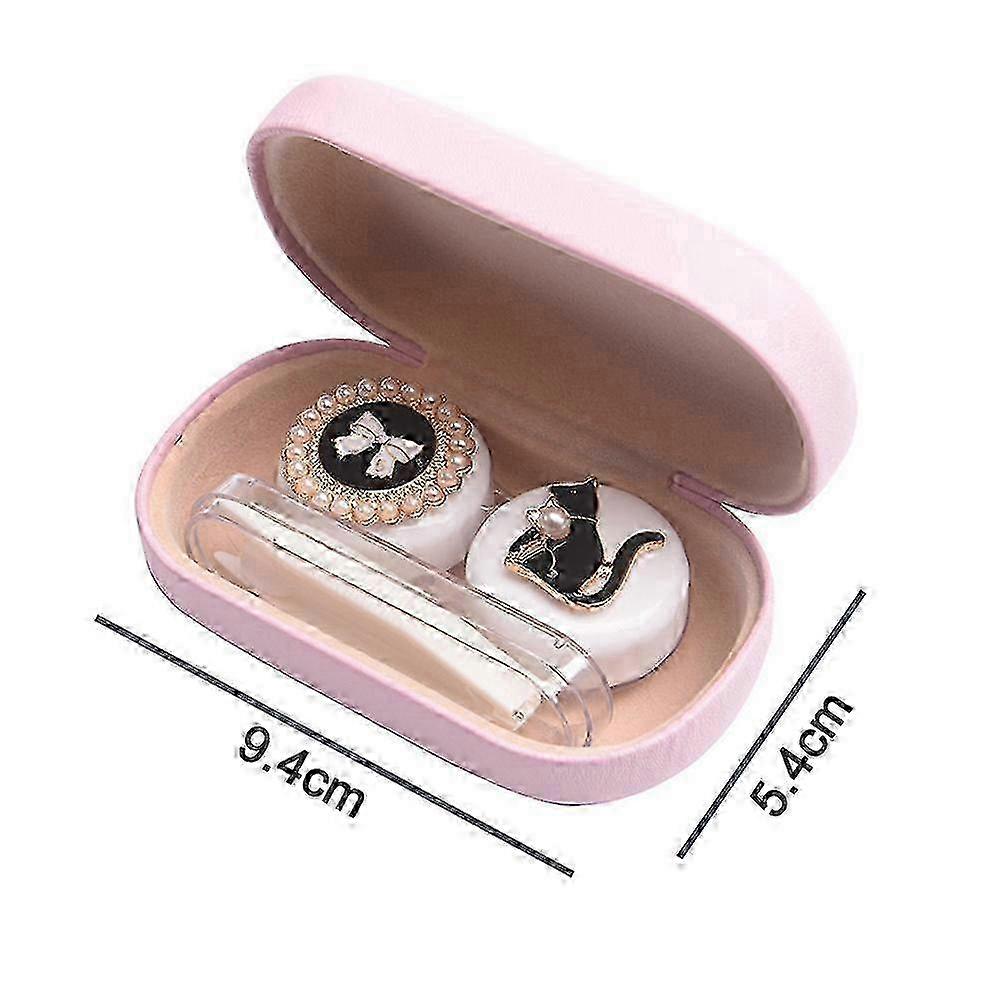 2025 Cute Contact Lens Case Travel Kit Portable Container with 2 Contact Lens Boxes and Tweezers