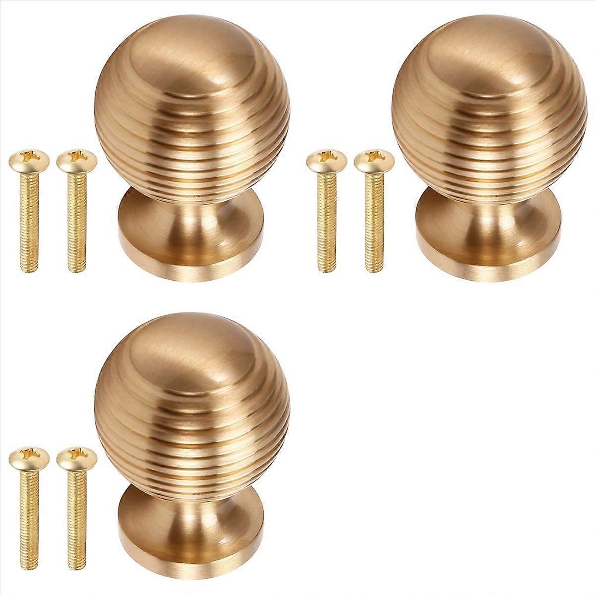 3X Solid Brass Cabinet Furniture Drawer Cabinet Door Handle Round Knobs Round Wardrobe Pull Door Han